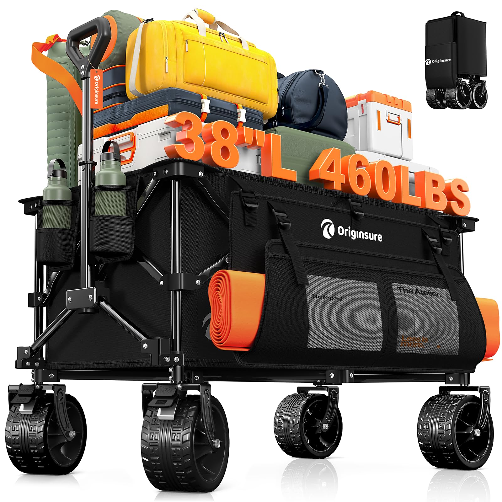 220L Collapsible Beach Wagon Cart with Big Wheels