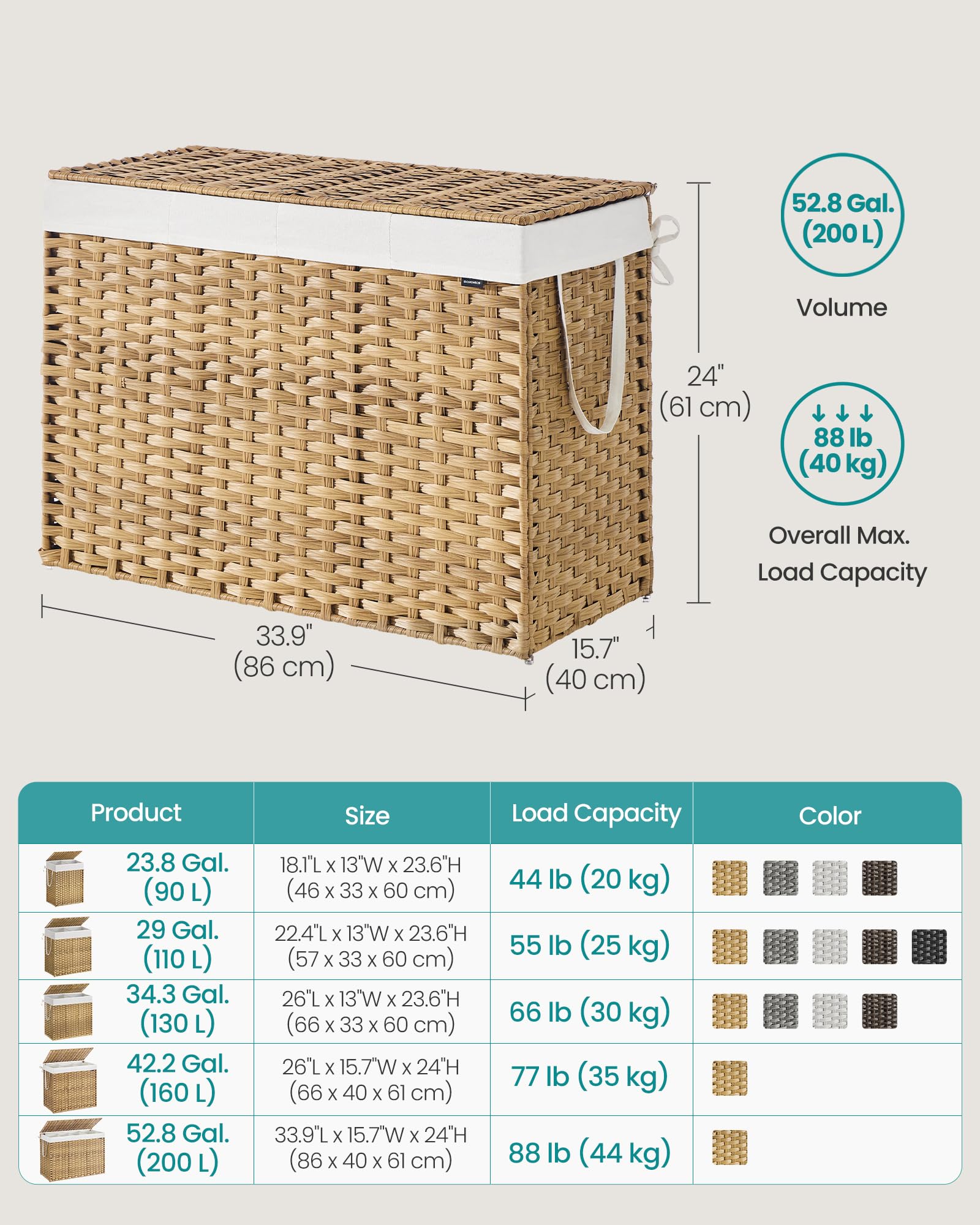 Laundry Hamper with Lid - ModHome Supplies