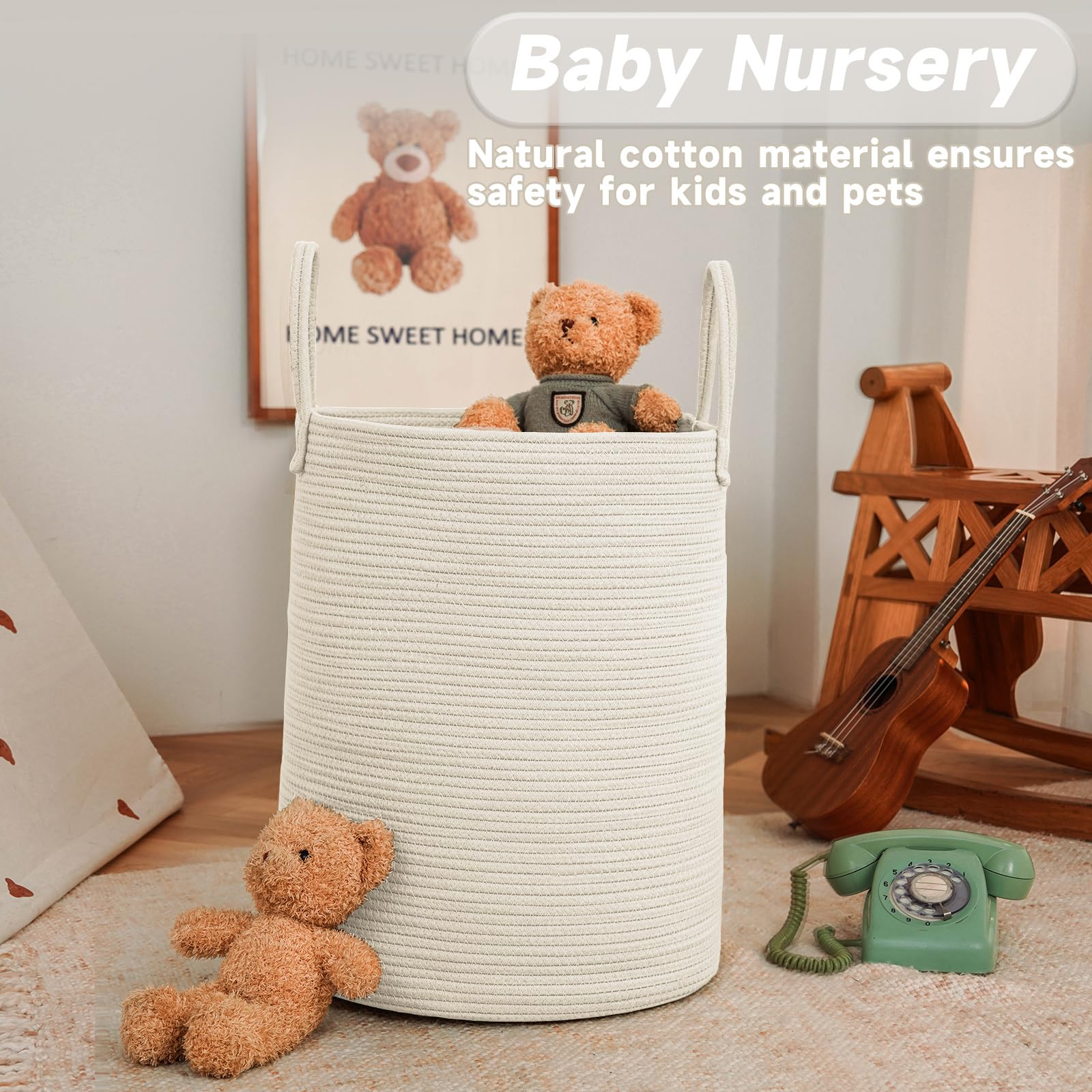 80L Cotton Rope Laundry Basket Hamper