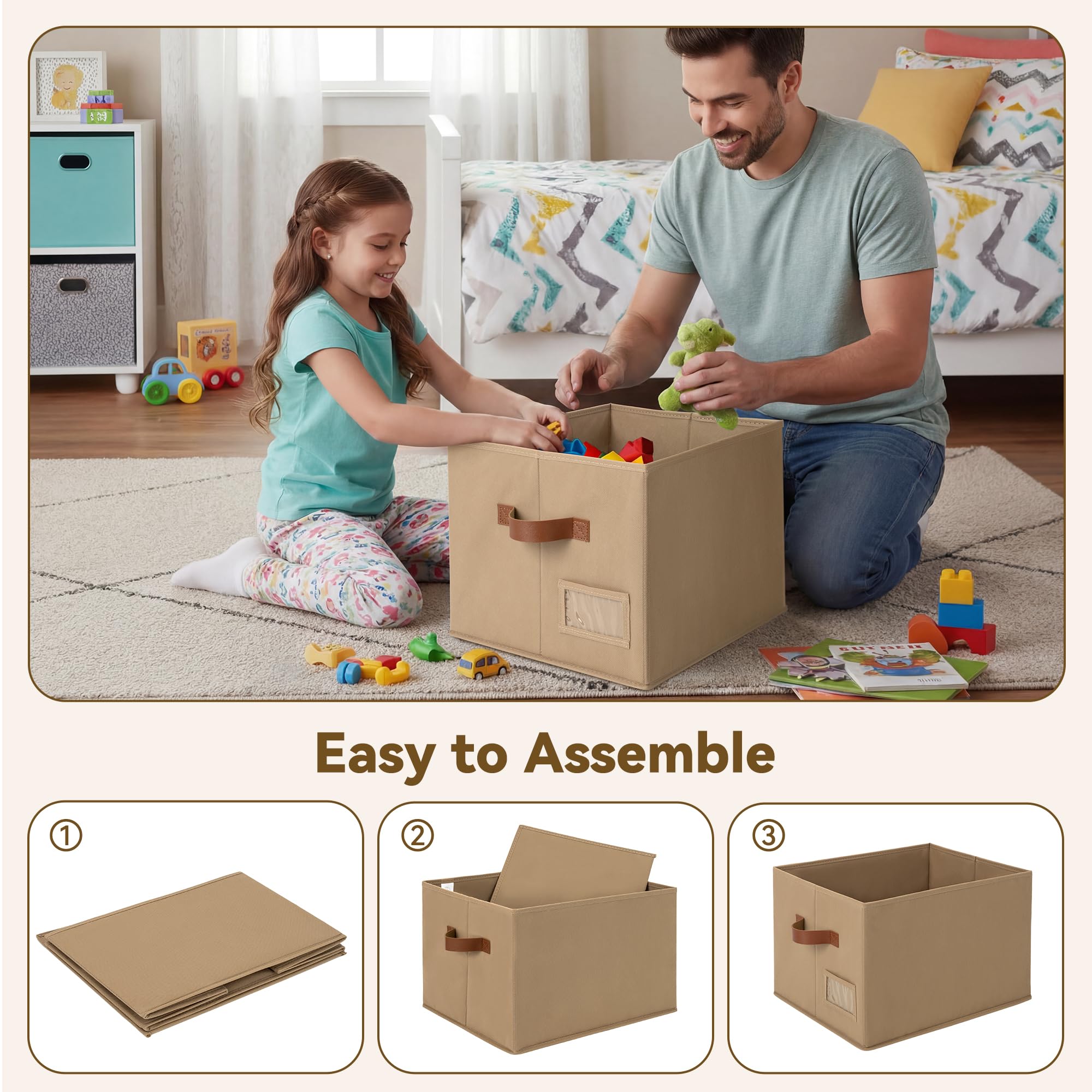 Closet Storage Bins with Label (3 Count)