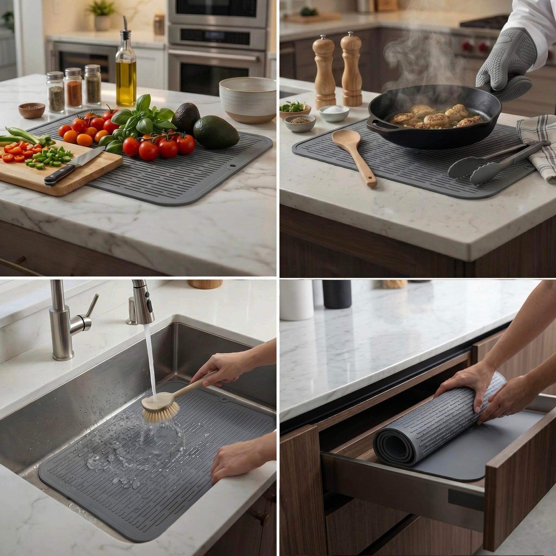 Silicone Dish Drying Mat for Multiple Usage