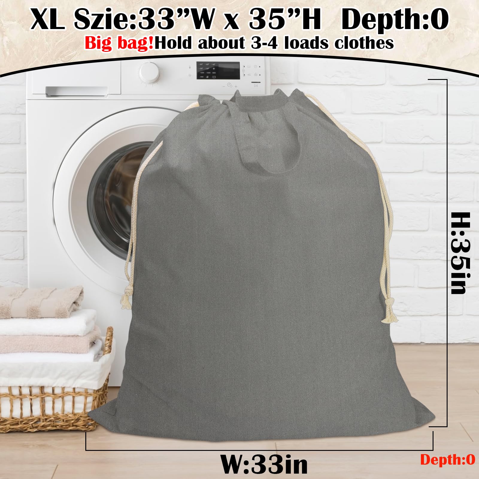 Canvas Laundry Bag 33"Wx 35"H