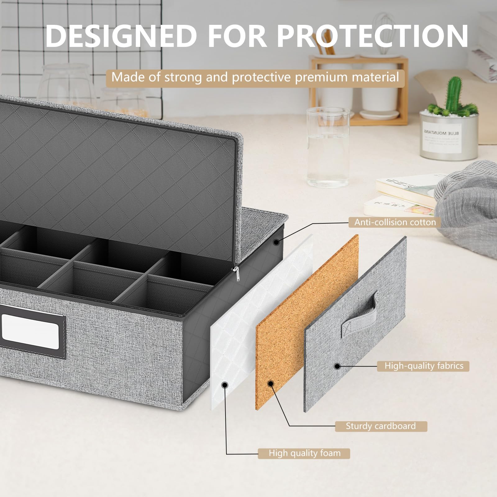 Mug Storage Box with Dividers