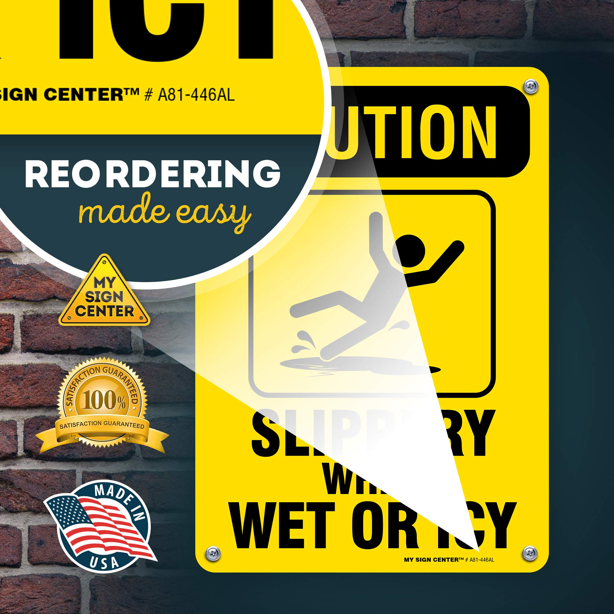Caution Slippery When Wet Sign or ICY Sign