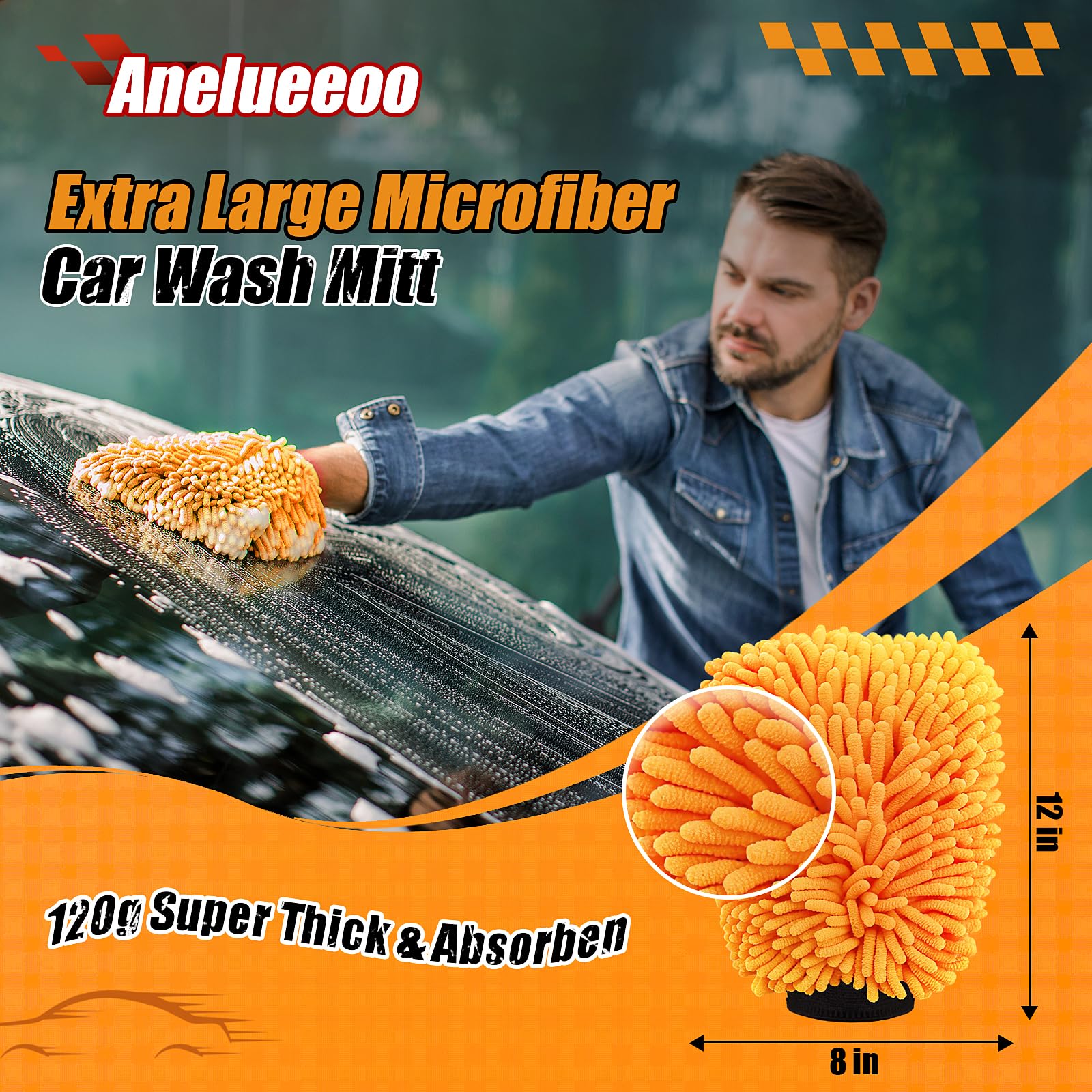 4 Pack Car Wash Mitt Microfiber (4 Count)