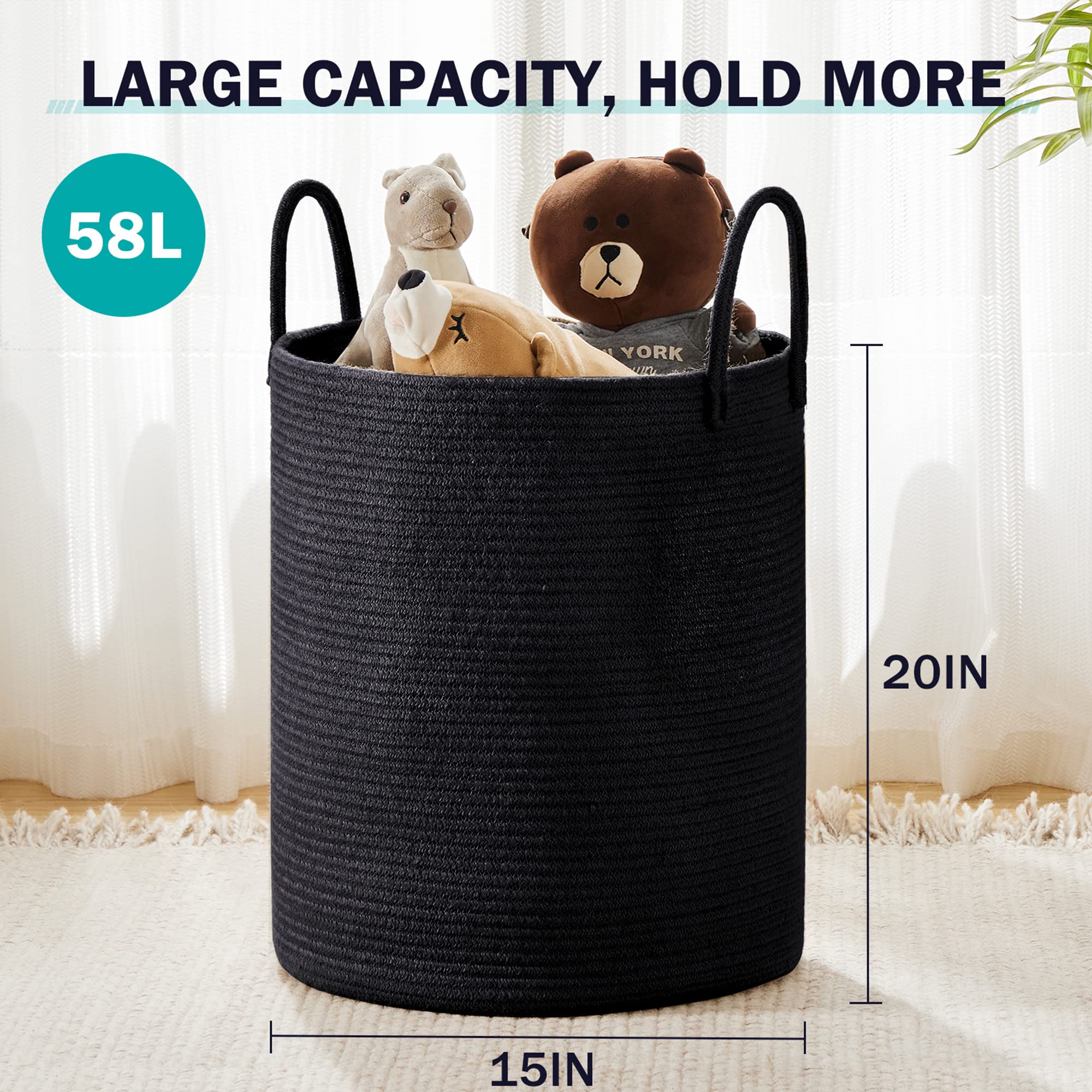 Woven Rope Laundry Hamper Basket - ModHome Supplies