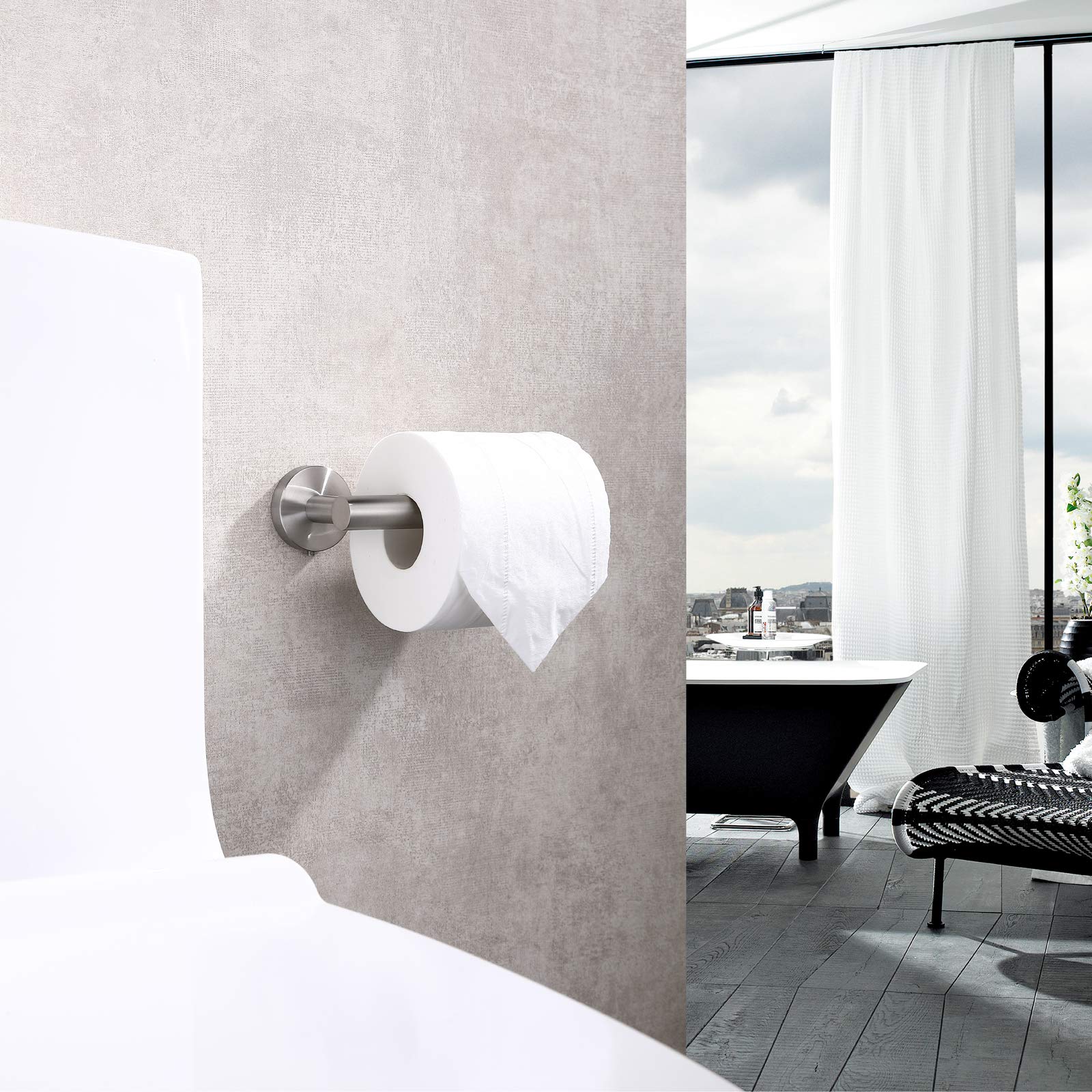 Toilet Paper Holder SUS304 Stainless Steel Round Size Brushed Nickel 2 Pack (2 Count)