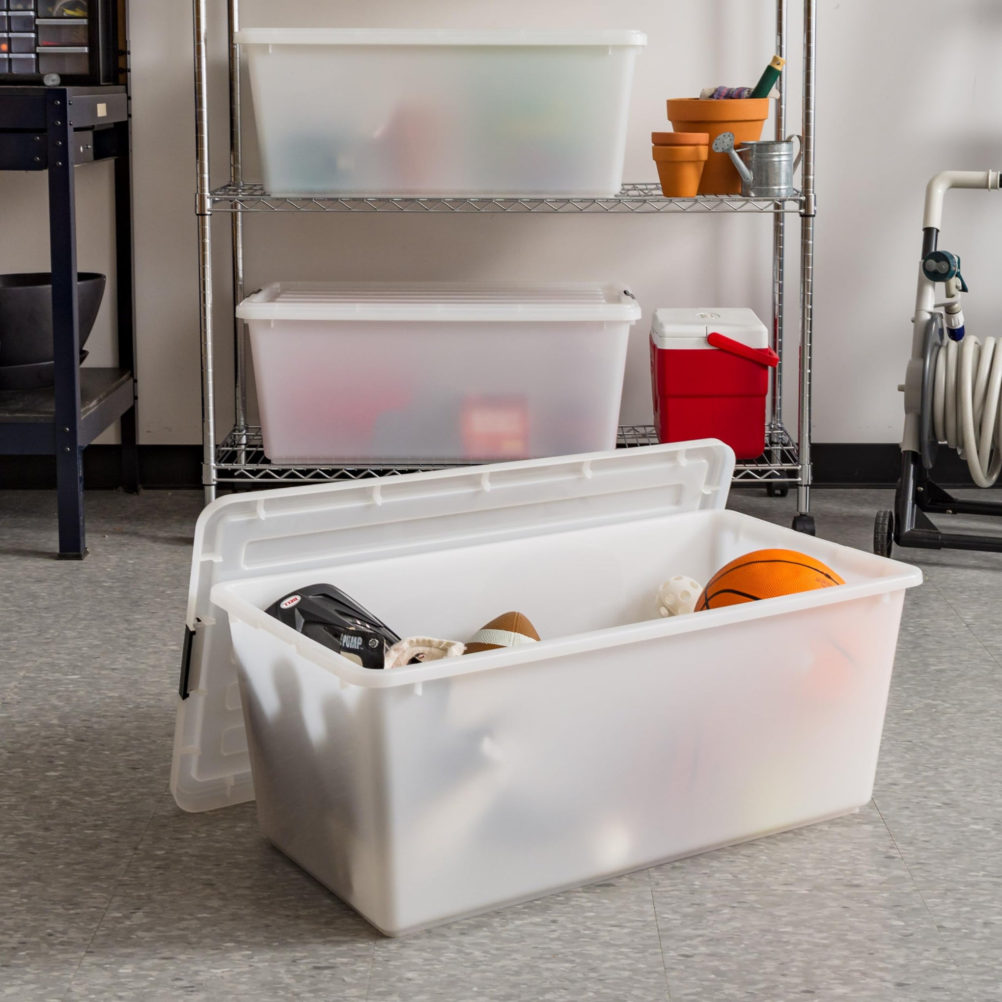 4 Pack 91 Qt Stackable Storage Bins with Lids (4 Count)