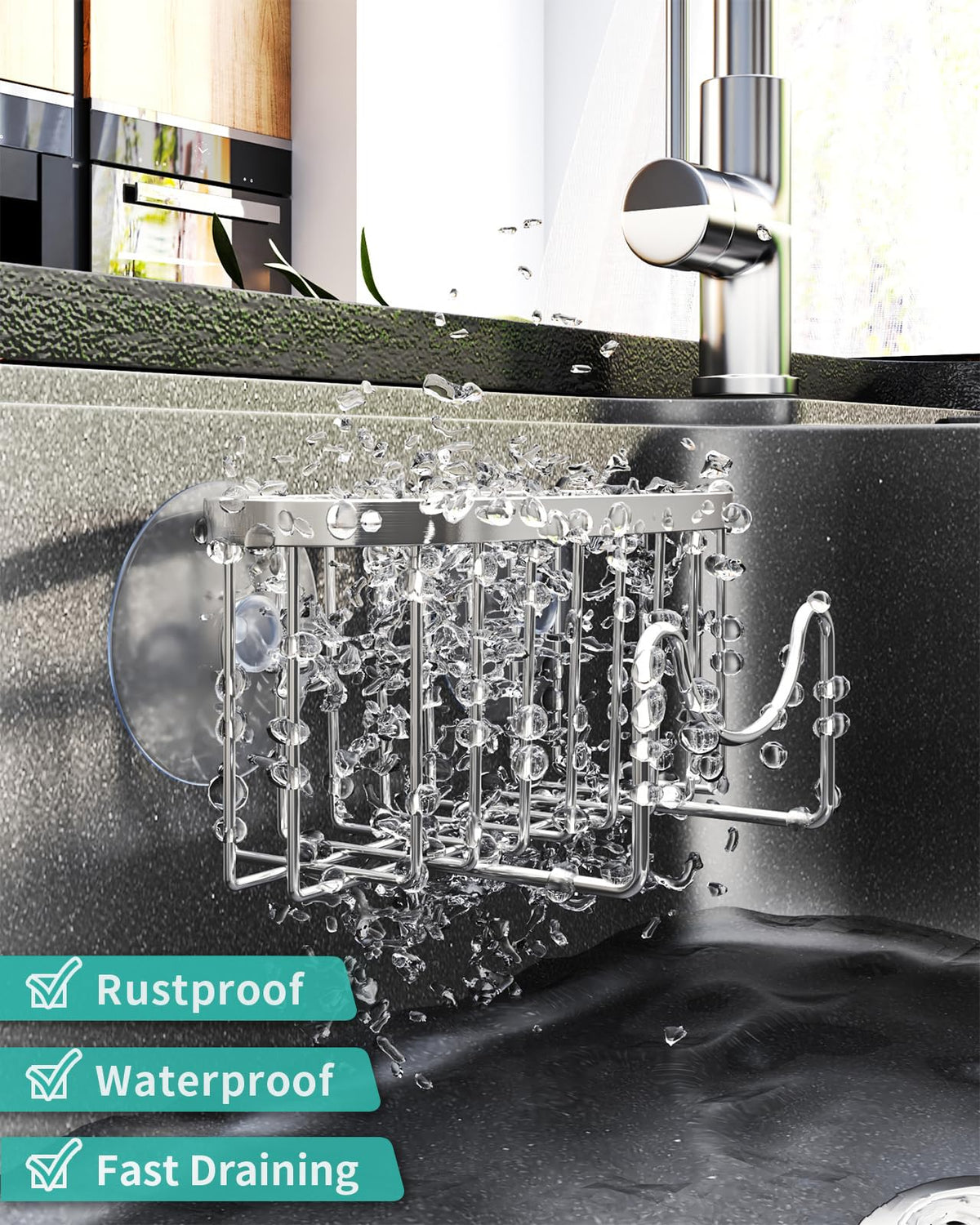 Multifunctional Adhesive Kitchen Sink Organizer with M