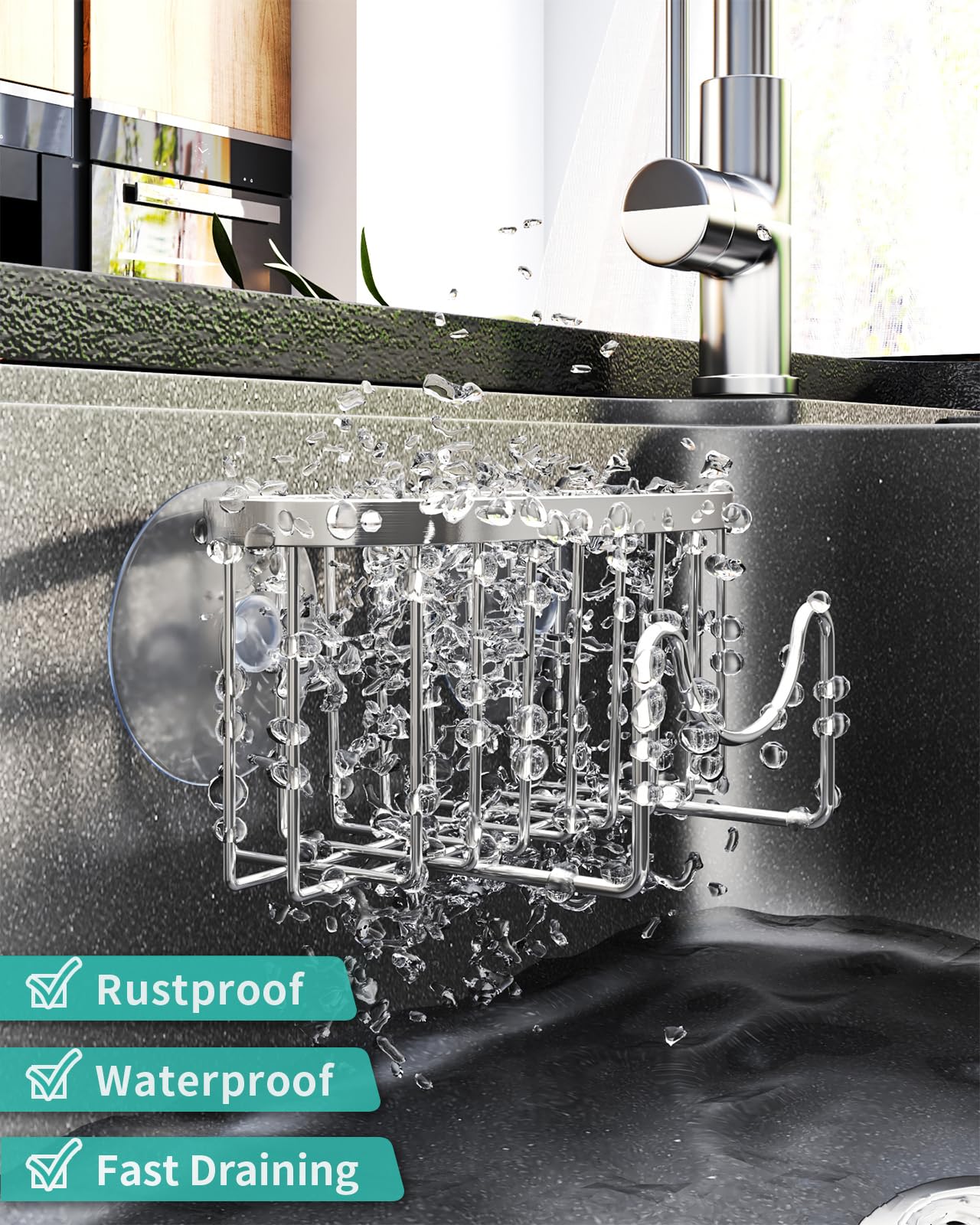 Multifunctional Adhesive Kitchen Sink Organizer with M