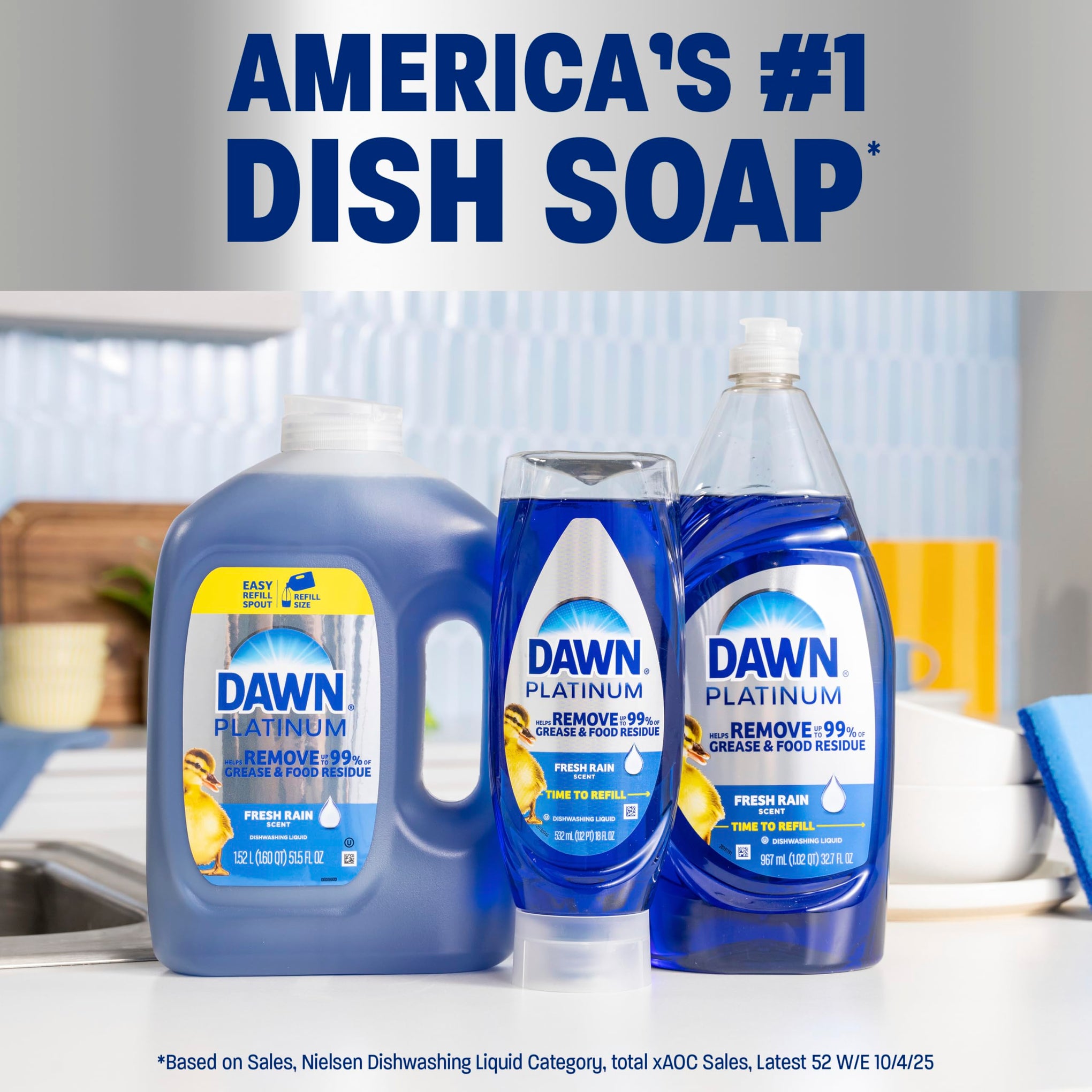 Platinum Dish Soap Fresh Rain Scent Liquid Dishwashing Detergent (30 Fl Oz)