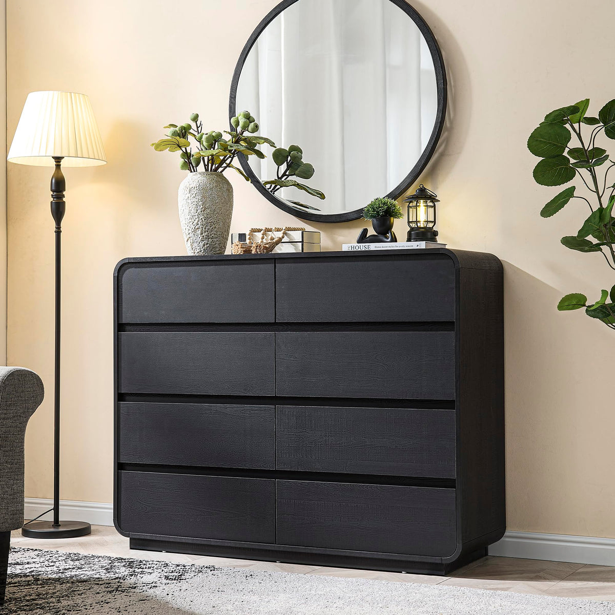 Black Dresser with 8 Drawers
