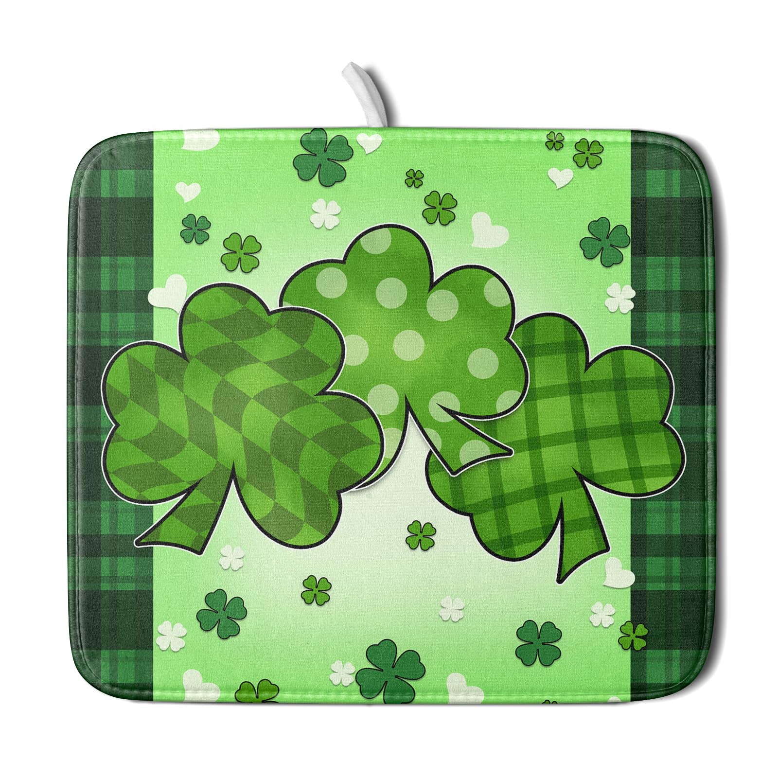 St Patrick's Day Shamrocks Dish Drying Mat 16x18 Inch