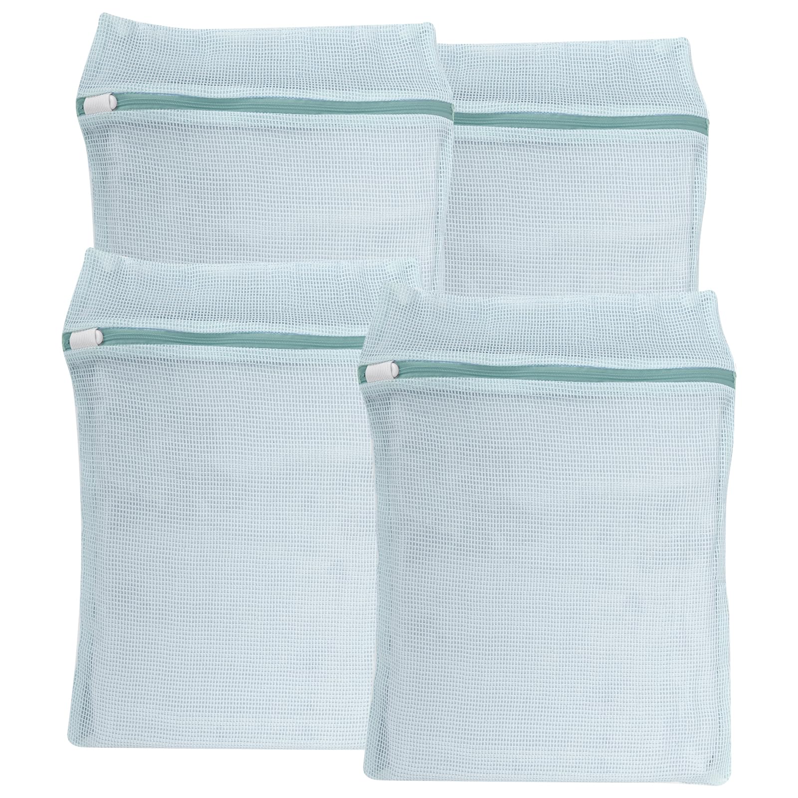 4 Piece Blue Medium Durable Organic Cotton Mesh Laundry Bags with Sturdy Zippers and Breathable Mesh are Delicate Laundry Bags for Underwear