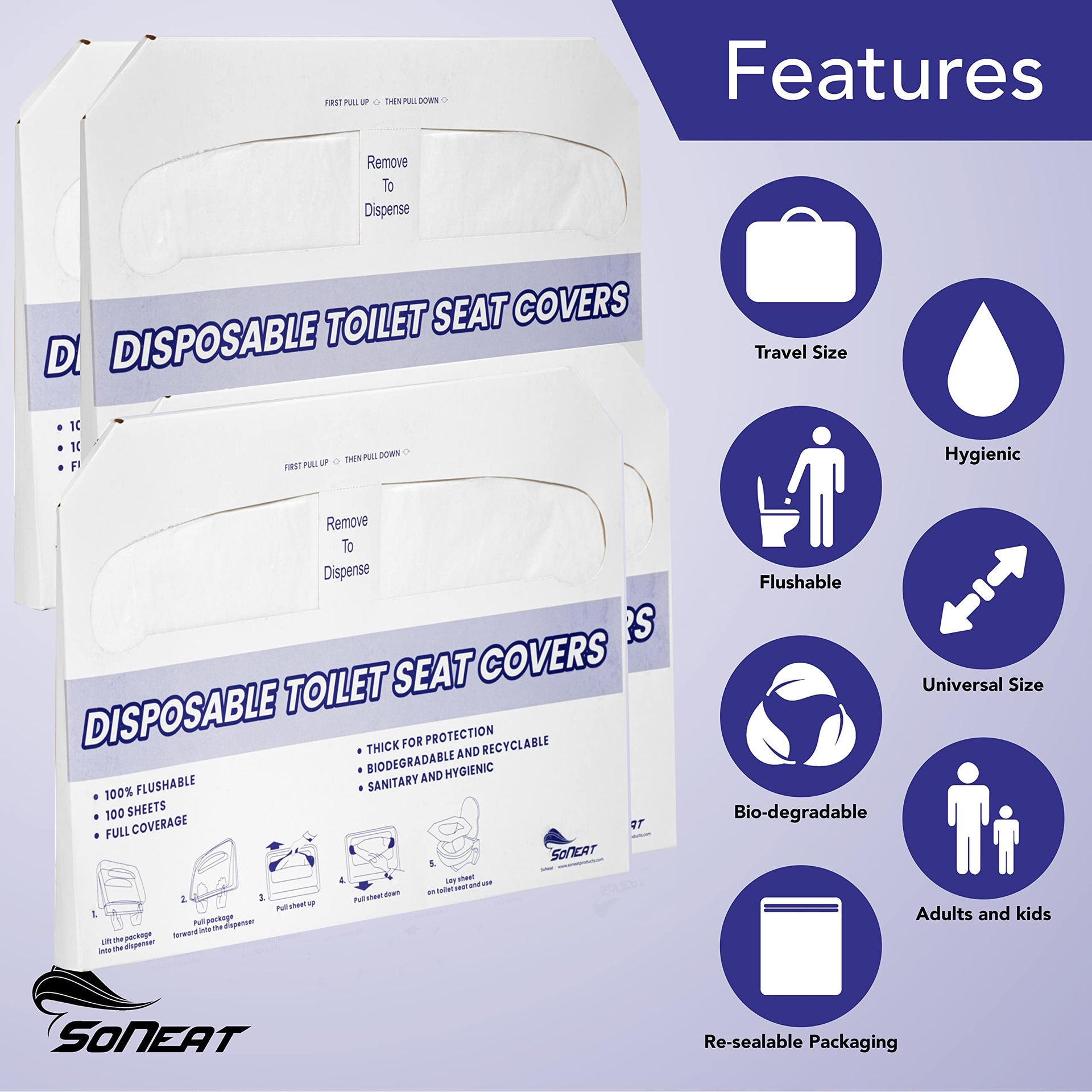 Disposable Toilet Seat Covers XL Half Fold Flushable