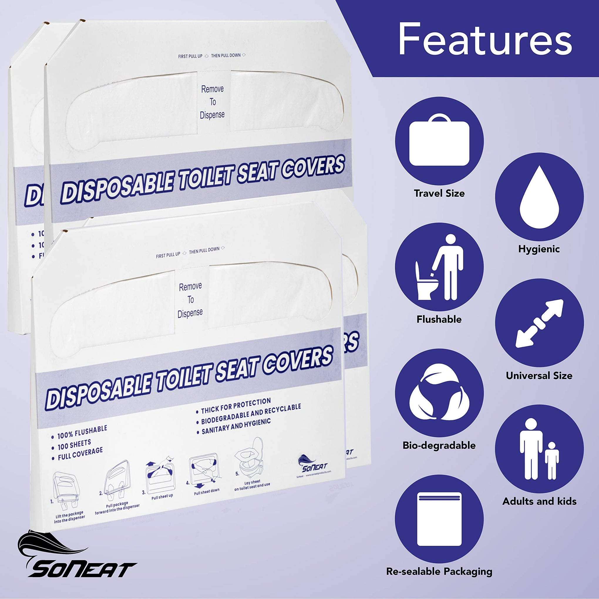 Disposable Toilet Seat Covers XL Half Fold Flushable