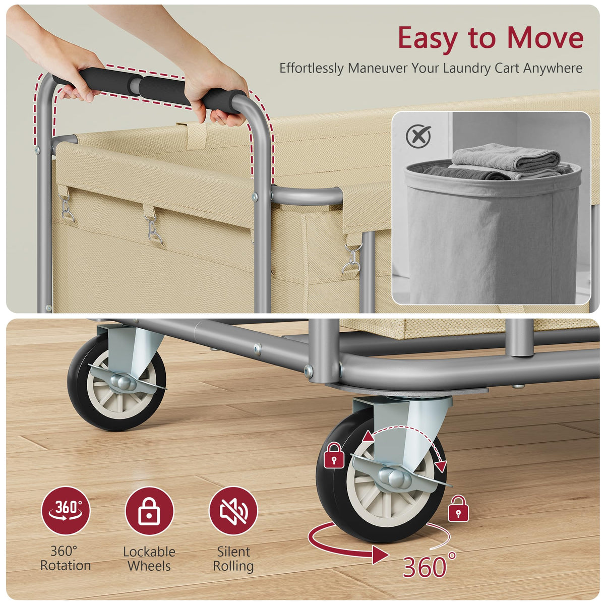 Large Laundry Cart with Wheels 450L