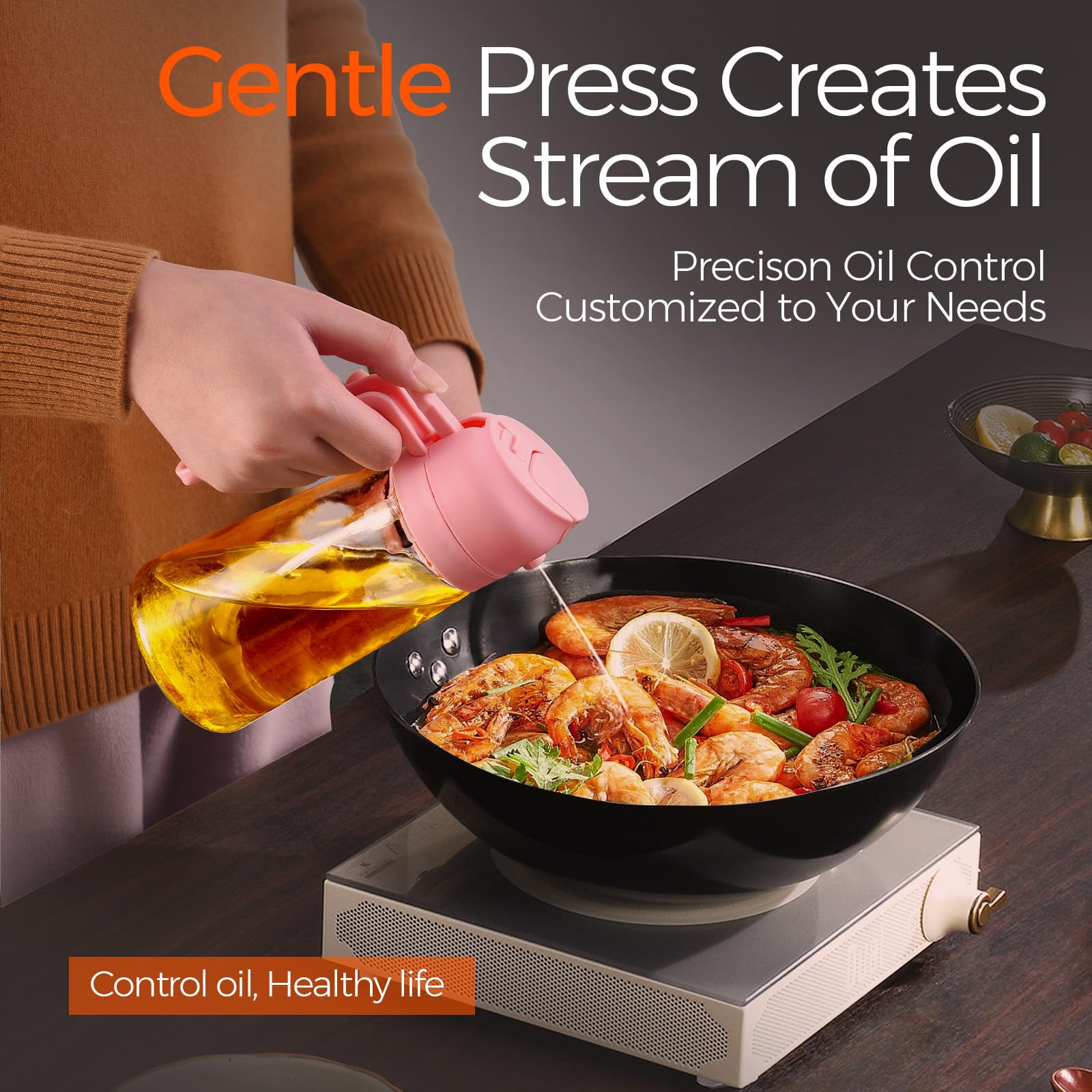 2Pcs 16oz 470ml Glass Olive Oil Sprayer for Cooking with Stickers