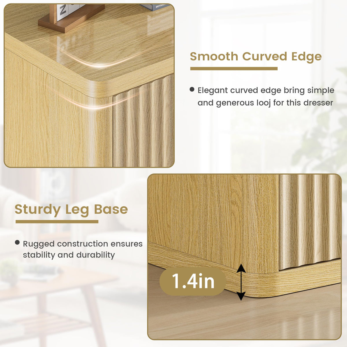 Fluted 9 Drawers Dresser