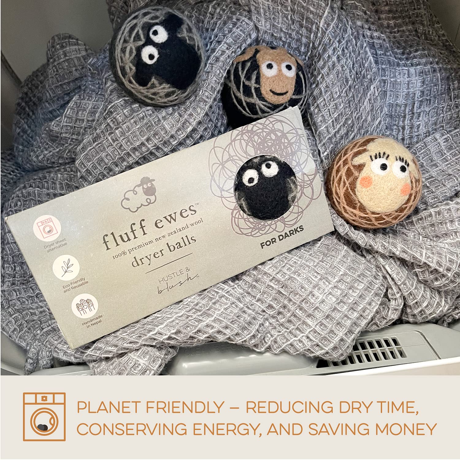 Fluff Ewes Wool Dryer Balls 3 Pack (3 Count)