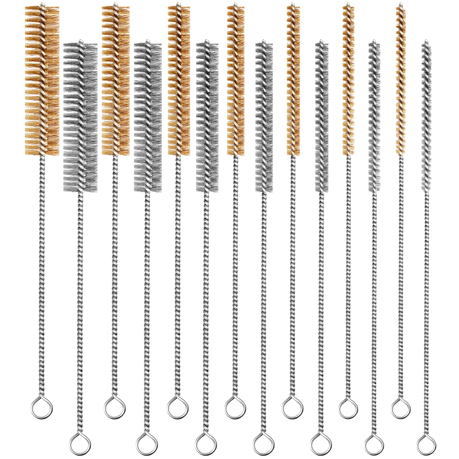 14pcs Wire Tube Cleaning Brush 12" Brass Stainless Steel Engine Brush Set (14 Count)
