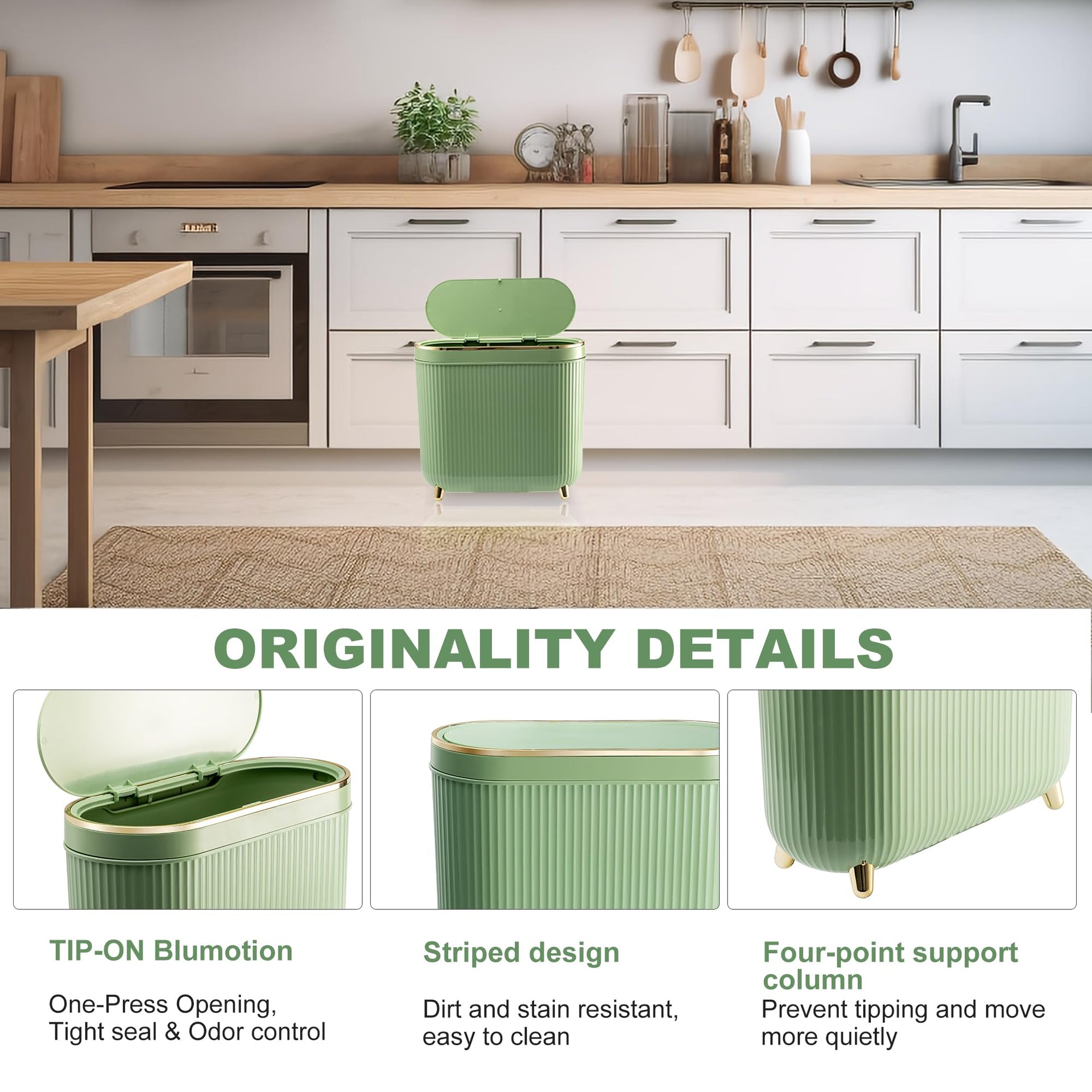 Bathroom Trash Can with Lid 3.2 Gallon Narrow Trash Can Small Plastic Trash Bin 12 Liter with Press Type Lid for Bedroom Bathroom