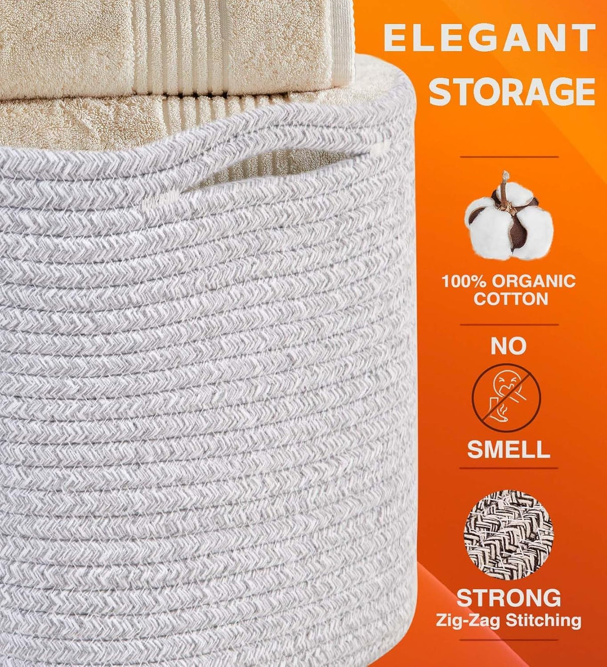 Cotton Rope Baskets for Organizing (3 Count)