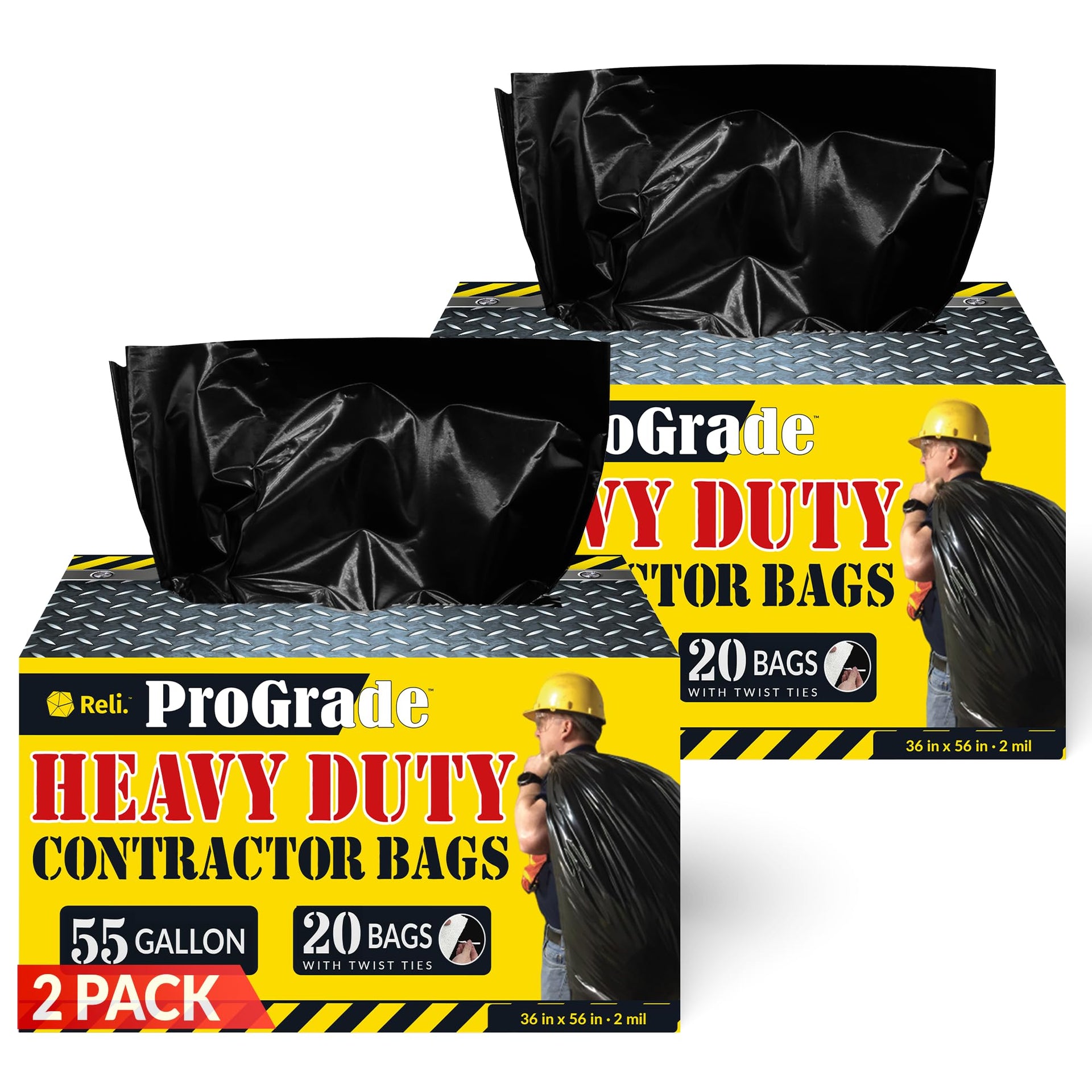 Contractor Garbage Bags 55 Gallon (40 Count)