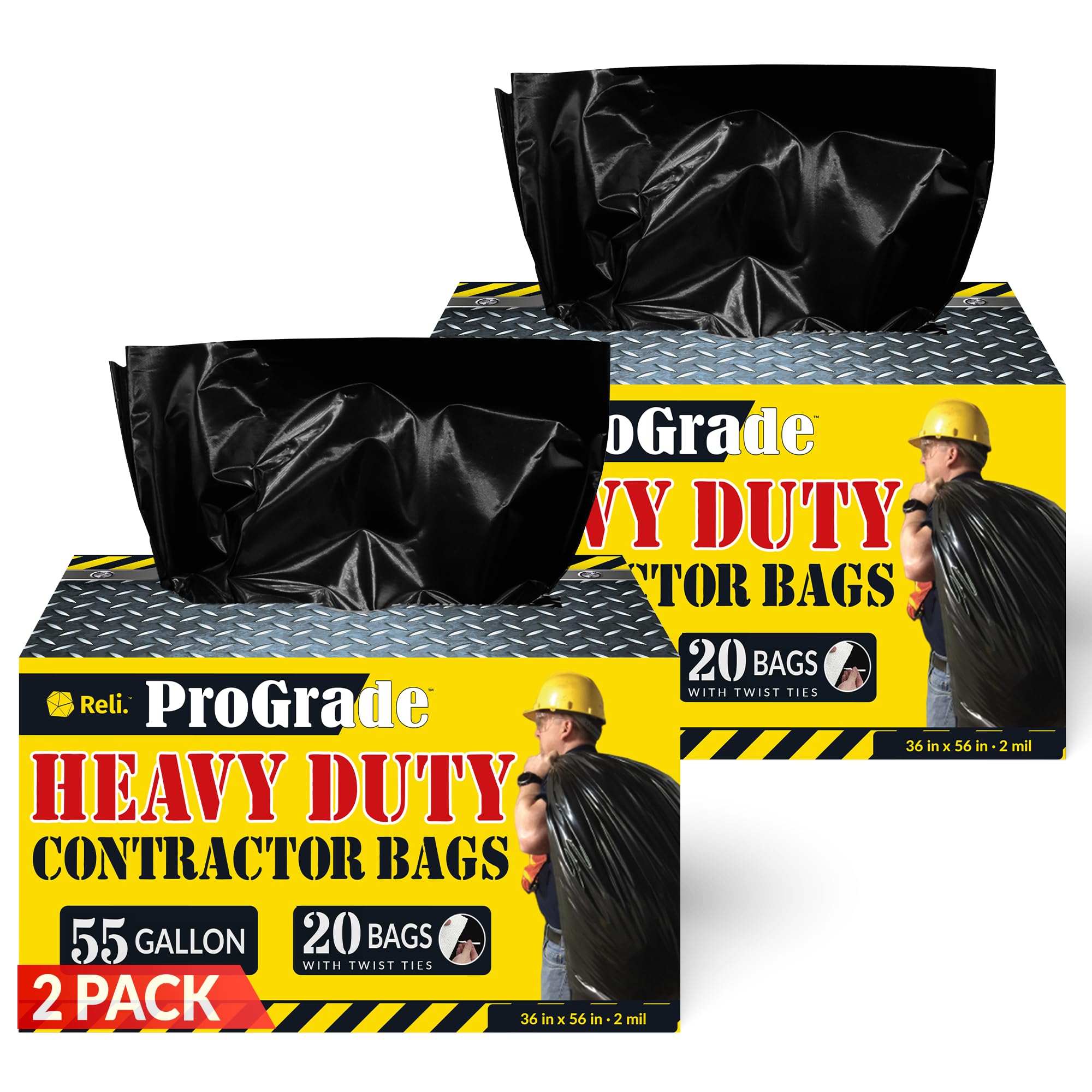 Contractor Garbage Bags 55 Gallon (40 Count)