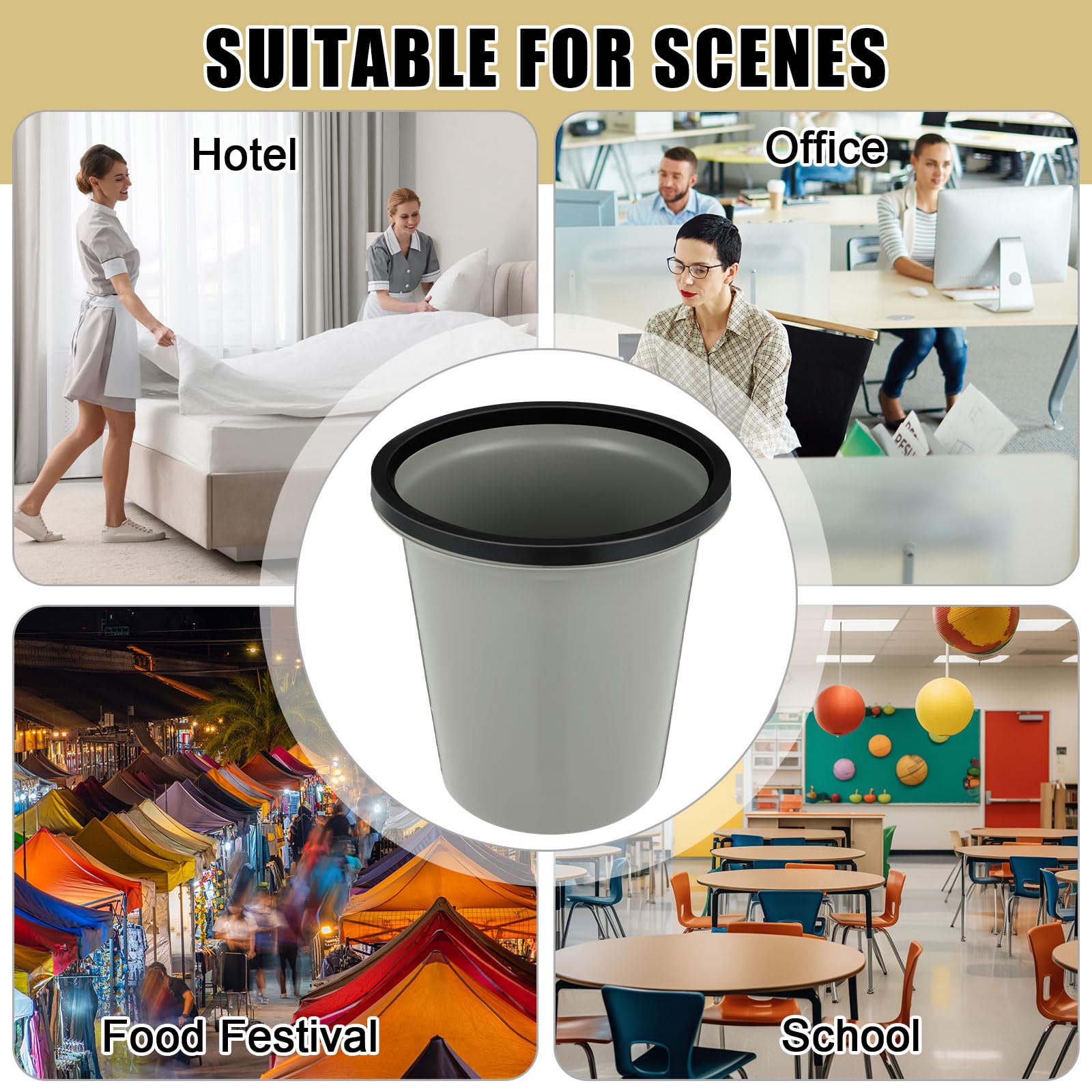 36 Pcs Bathroom Trash Cans Bulk 2.6 Gallon Small Waste Basket Round Garbage Can Plastic Trash Bin Small Container for Home Dorm Kitchen Office Living Room Study Compact Space (36 Count)