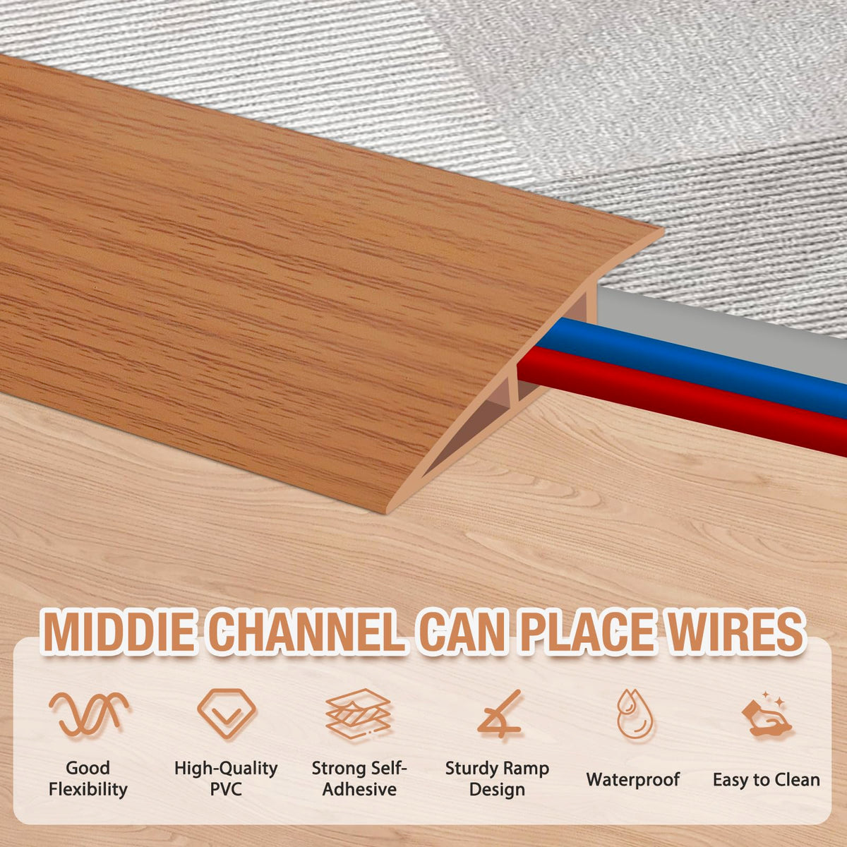 Floor Transition Strip Self Adhesive Vinyl Door Threshold Strip (10 Foot)