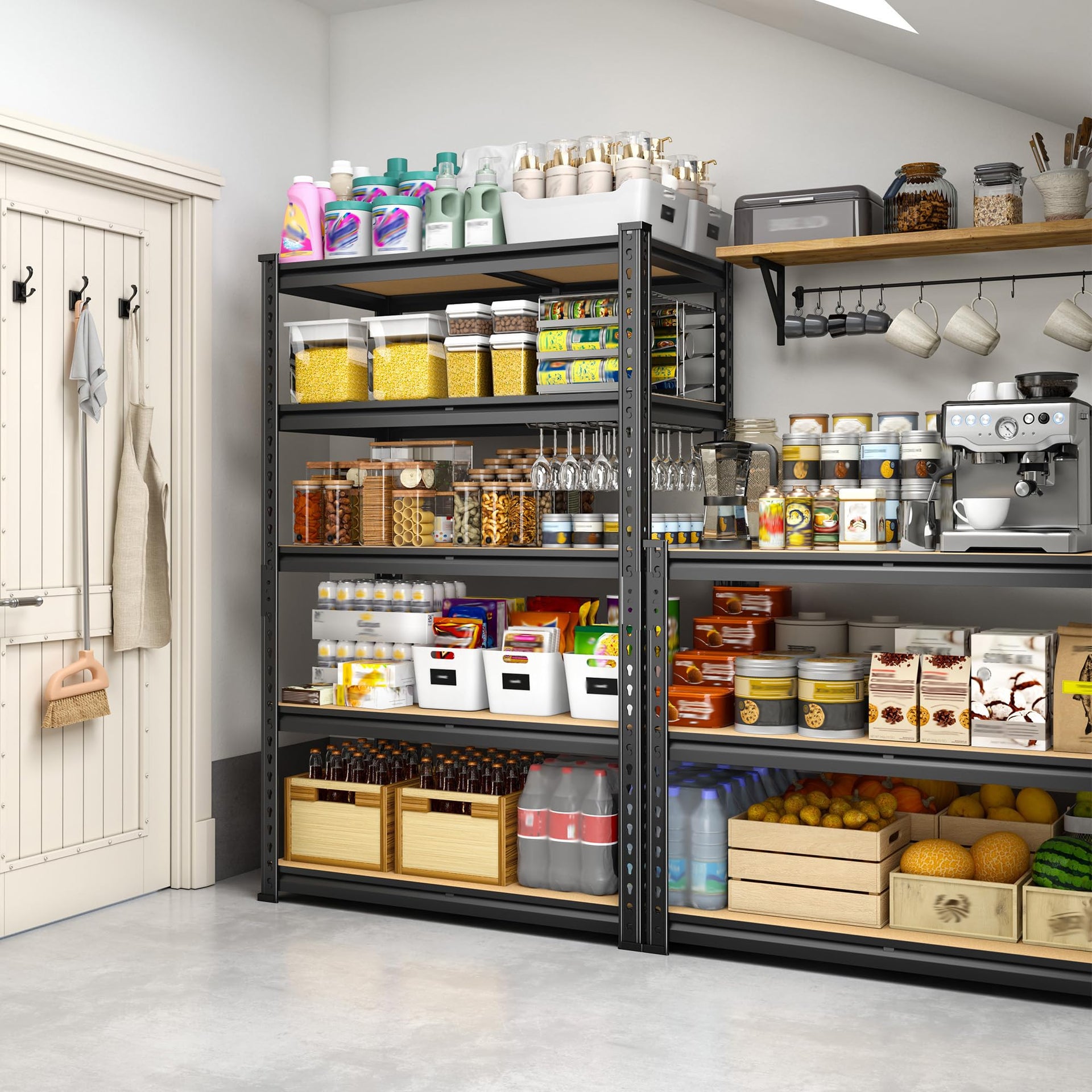 Adjustable 5 Tier Storage Shelves for Pantry Kitchen Closet