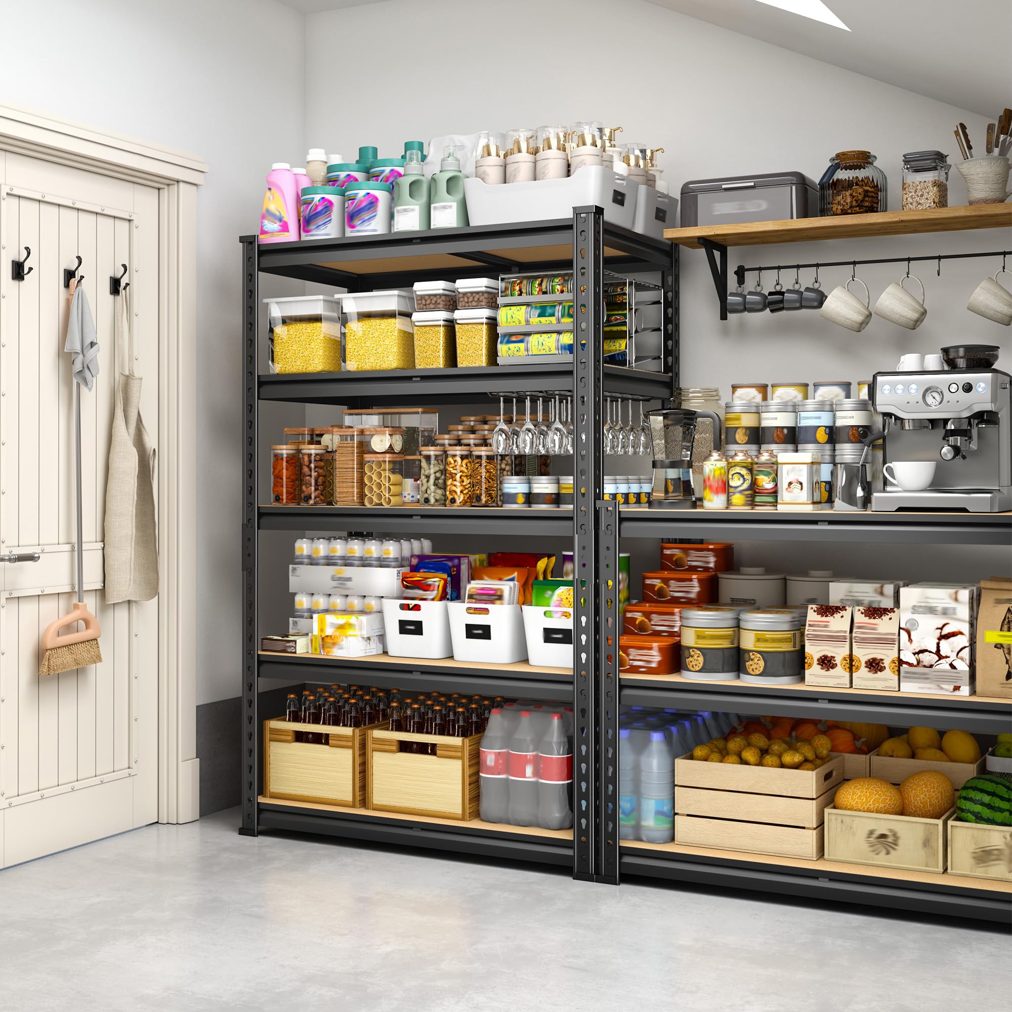 Adjustable 5 Tier Storage Shelves for Pantry Kitchen Closet