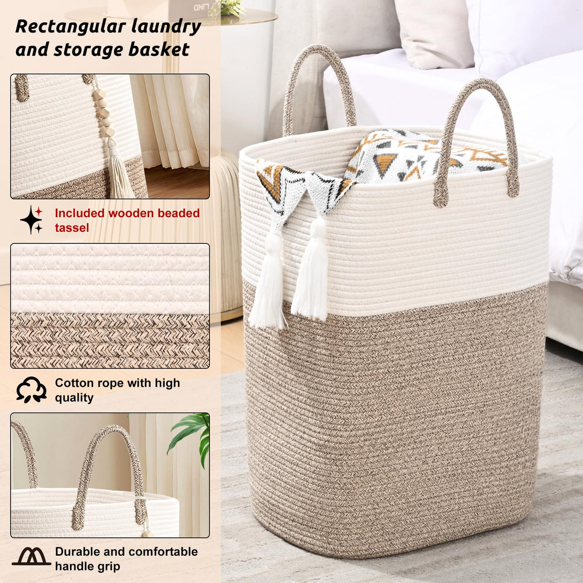 65L Woven Laundry Basket for Clothes (63.36 Ounce)