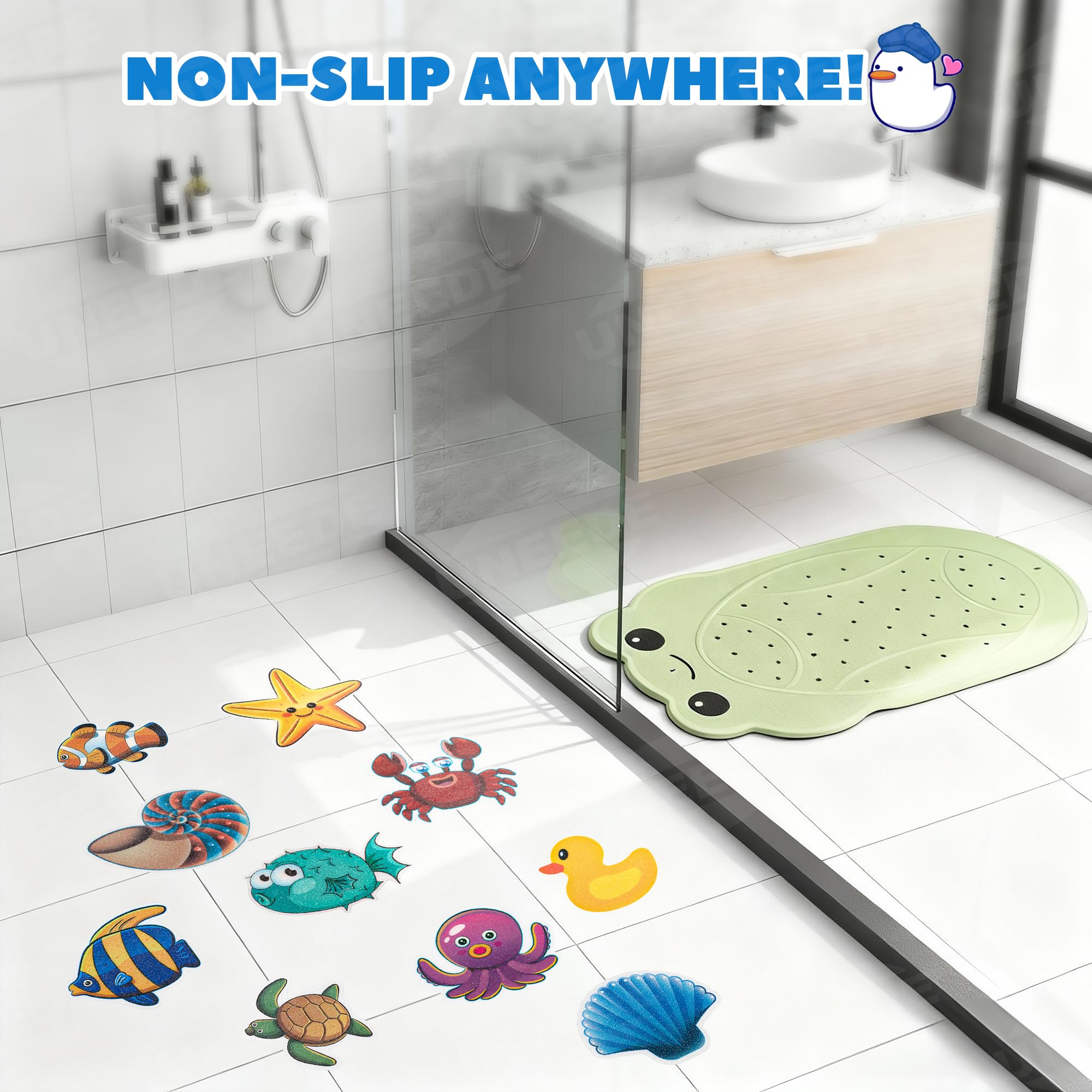 Kids Bathtub Mat Non Slip with 24PCS Bathtub Stickers for Toddlers