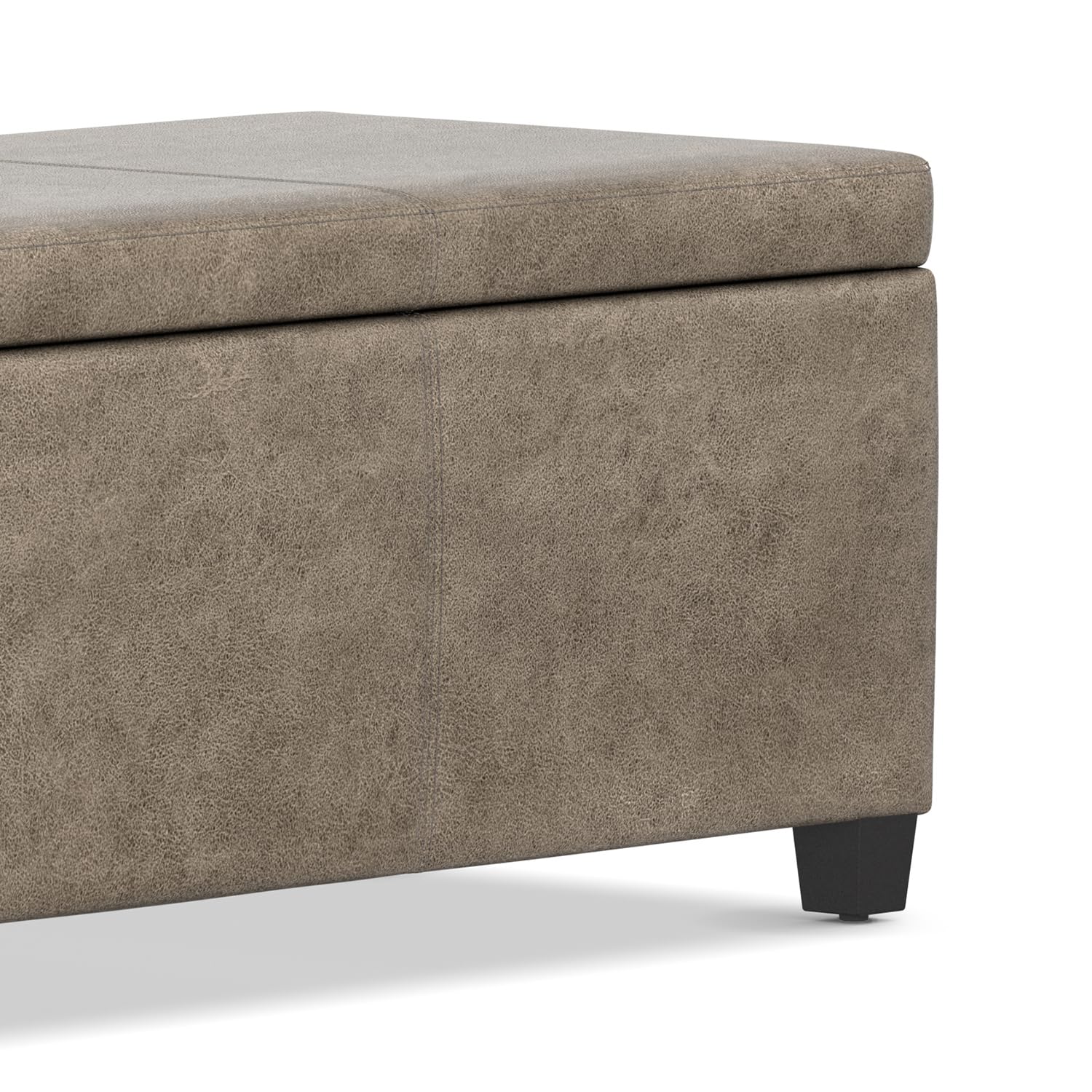 Avalon 48" Wide Vegan Leather Storage Ottoman in Grey Brown