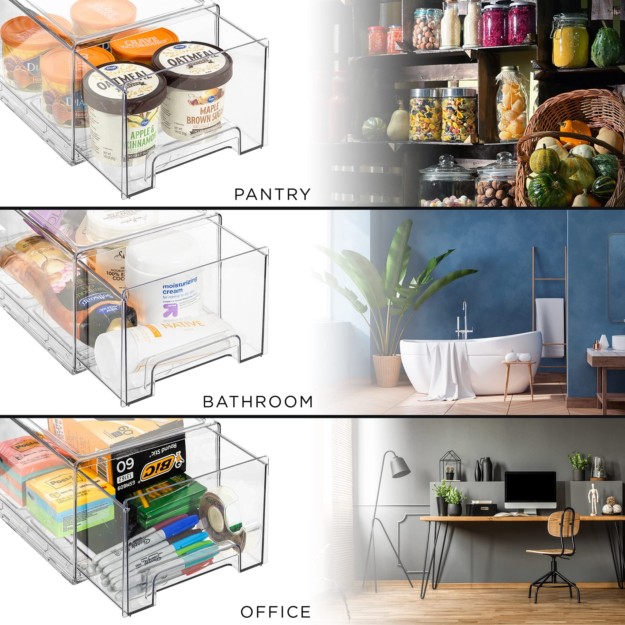 Large Clear Storage Drawers (2 Count)