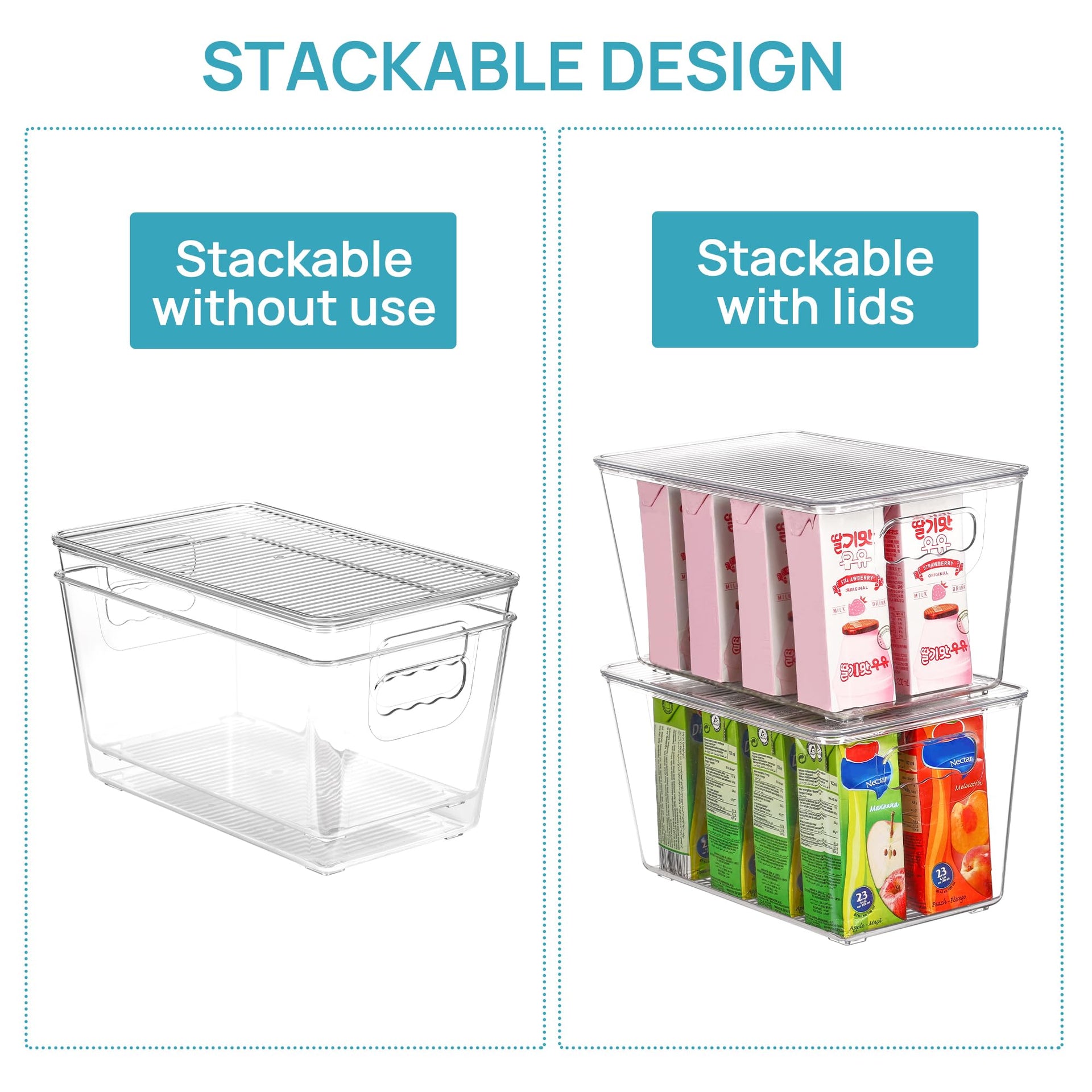 1 Pack Clear Stackable Storage Bins with Lids and Handles