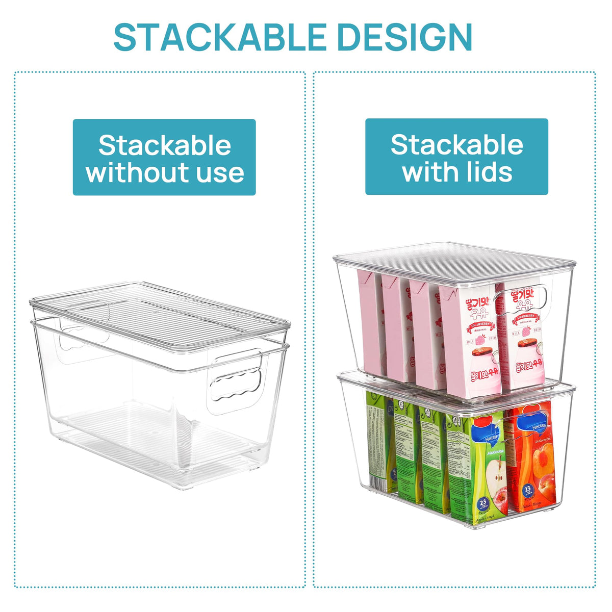 12 Pack Clear Stackable Storage Bins with Lids and Handles (12 Count)