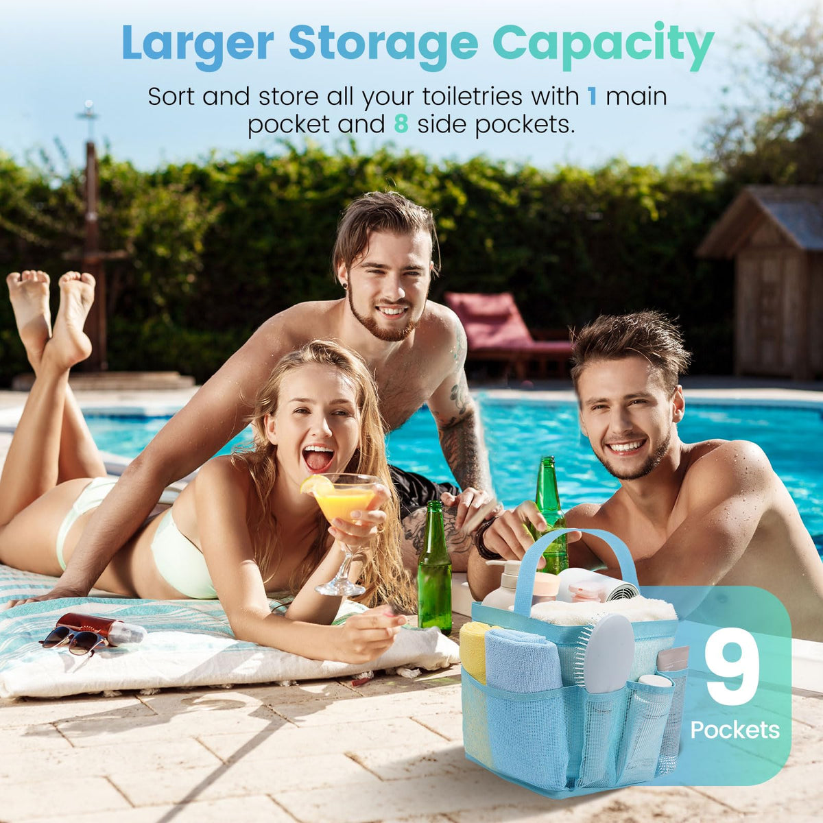 Shower Caddy Portable for College Dorm Room Essentials for Girls with 9 Pockets