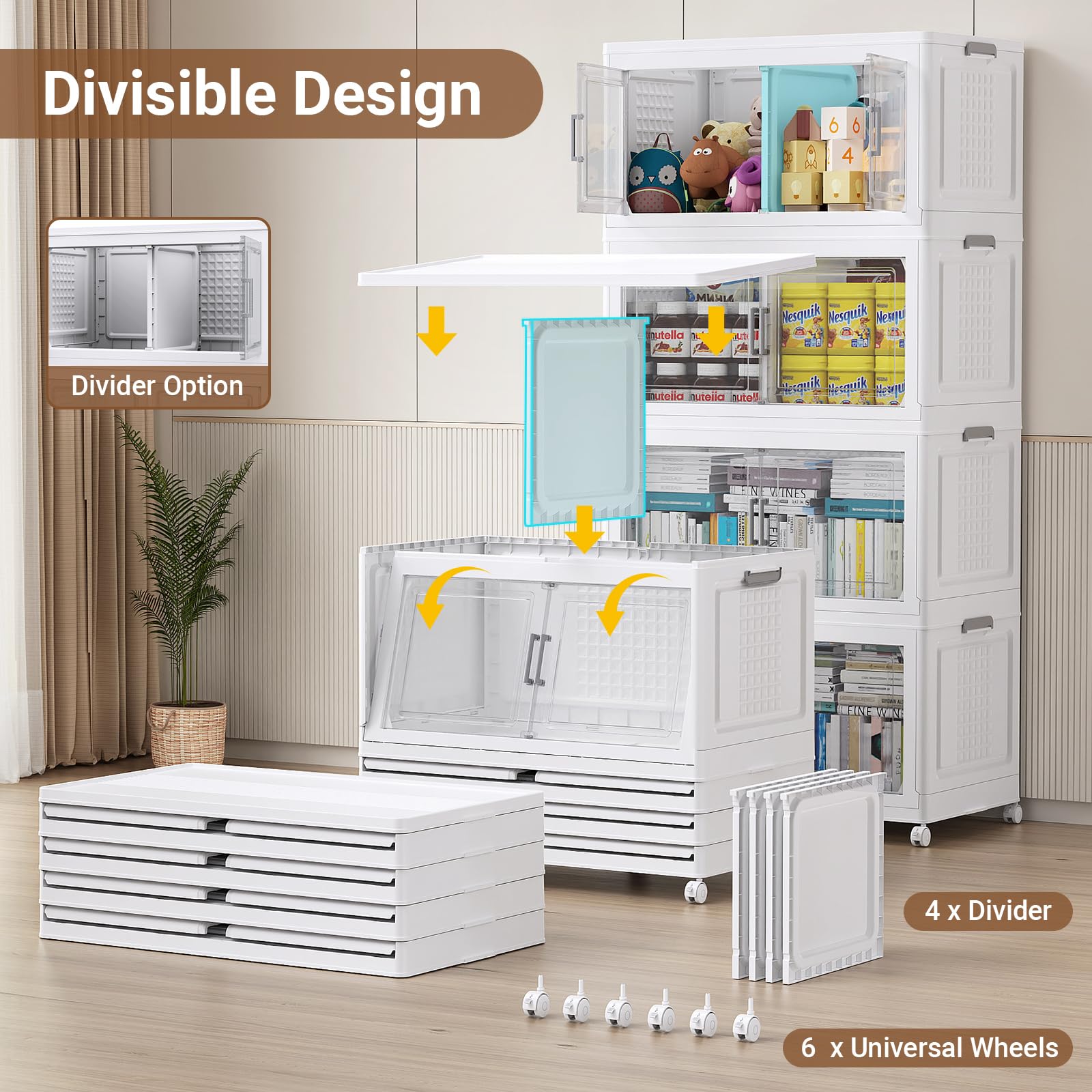 800 Qt Stackable Storage Bins Foldable Cabinet (4 Count)