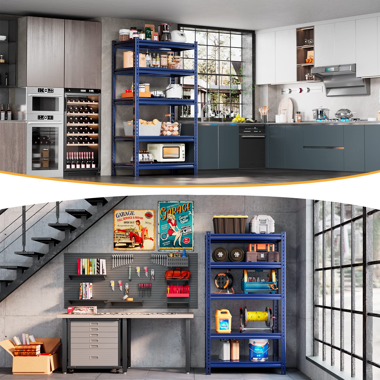 Garage Shelving 2000 LBS Storage Shelves Heavy Duty Metal Shelving Unit Shelf for Pantry Closet