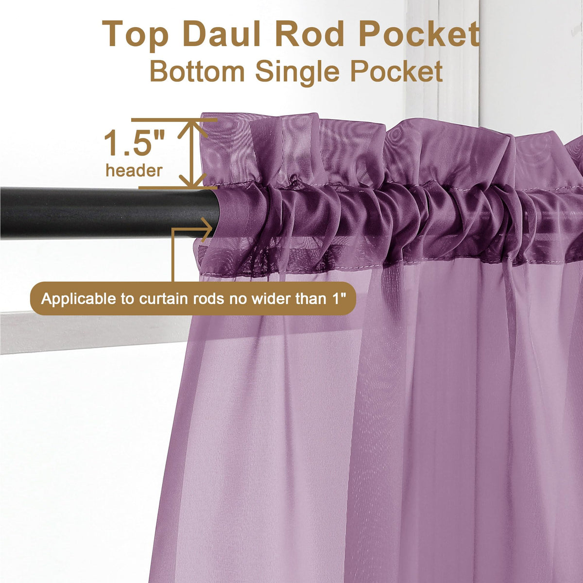 Plum Sheer Curtains 96 inches Long 2 Panels (2 Count)