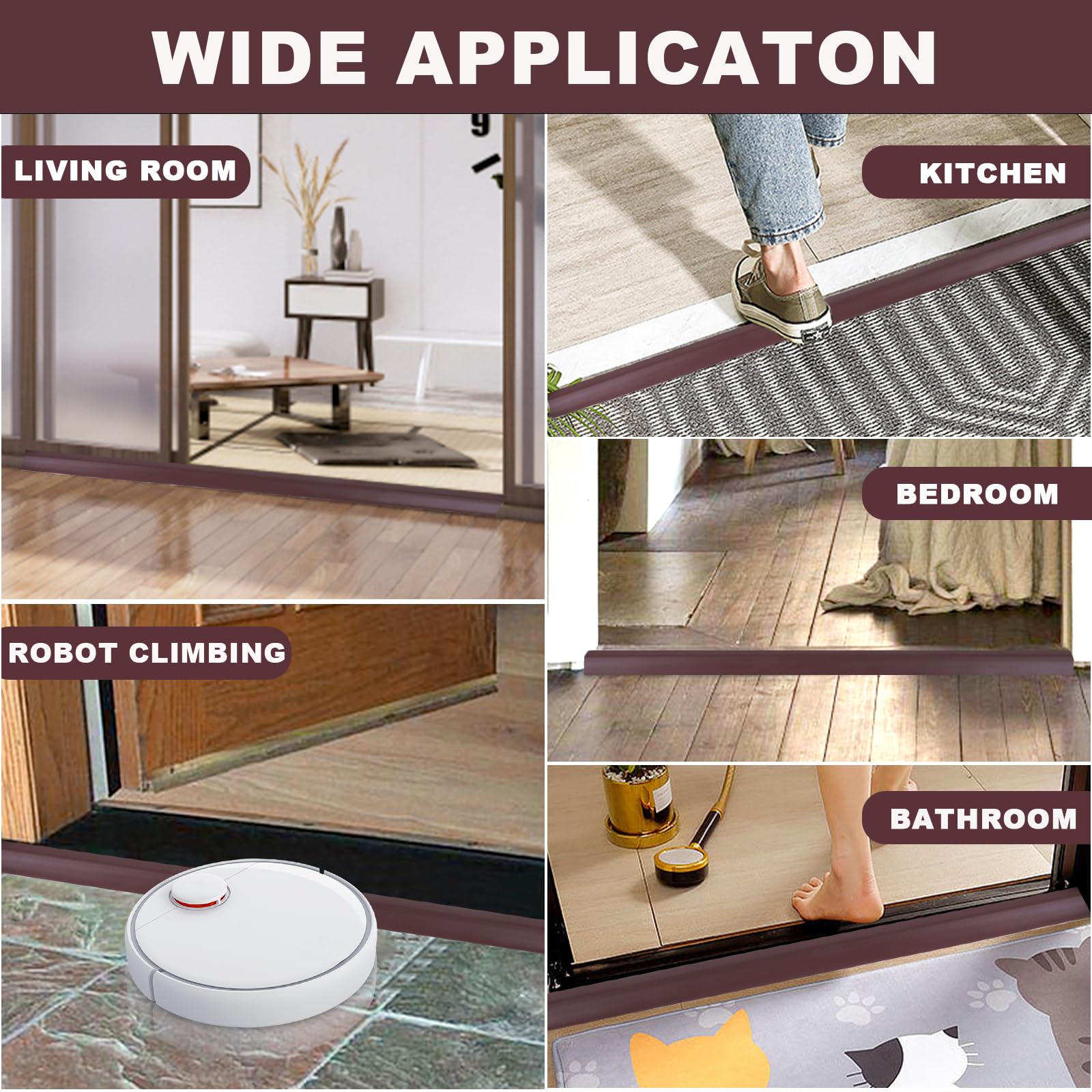 Vinyl Floor Transition Strip Self Adhesive Door Threshold Strip (3.3 Foot)