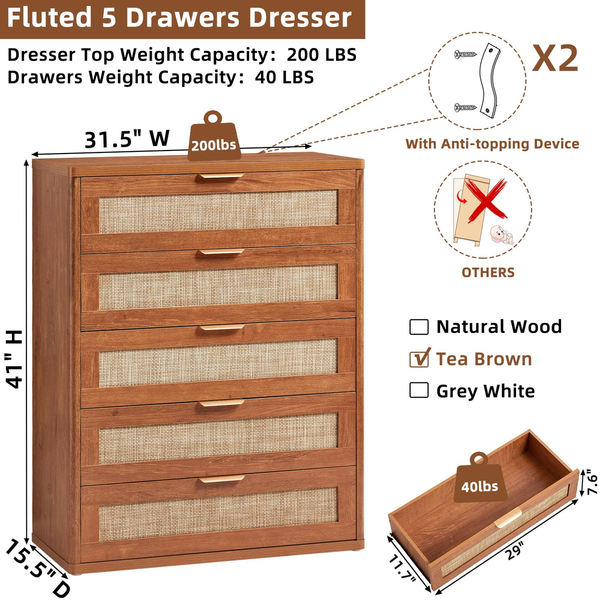 Rattan Dresser for Bedroom
