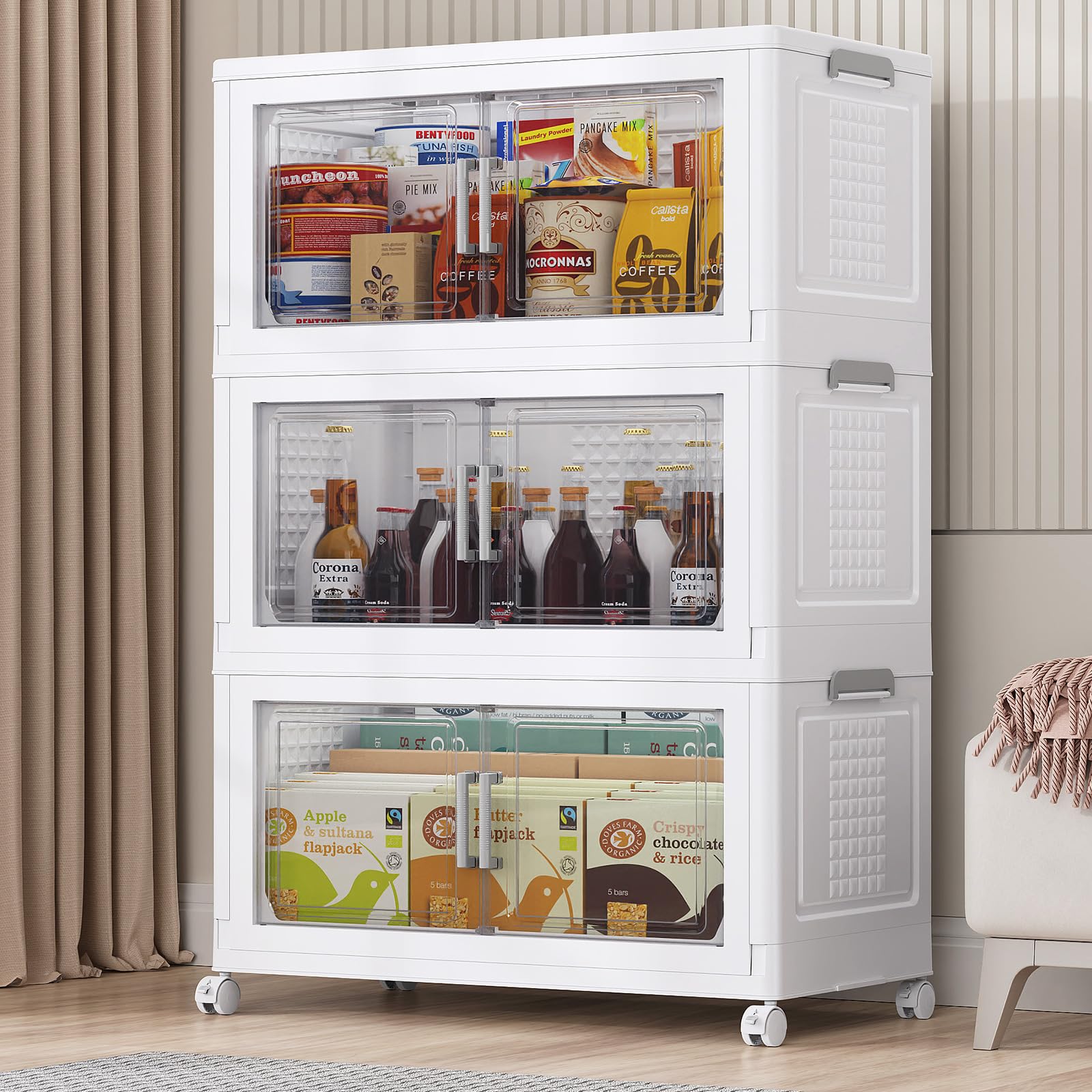 324 Qt Stackable Storage Bins Foldable Cabinet (3 Count)