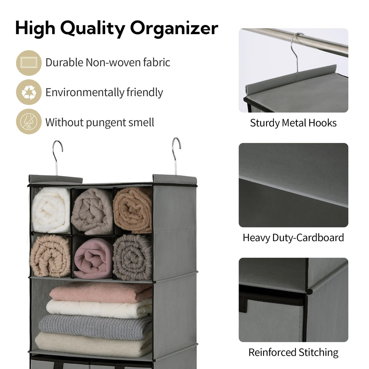 4 Shelf Hanging Closet Organizer with Drawer