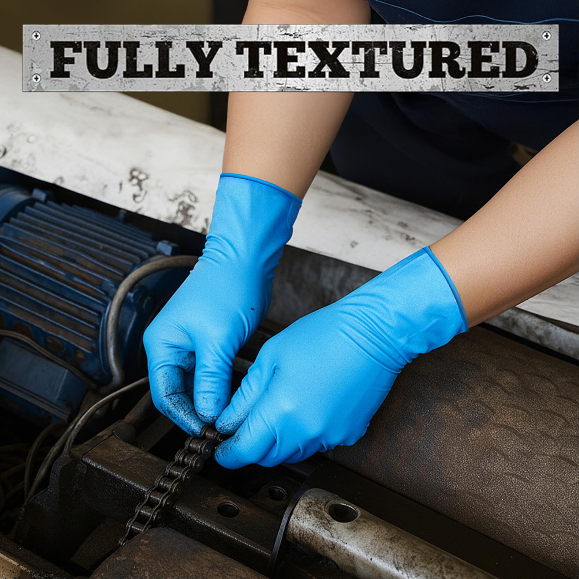 Heavy Duty Blue Disposable Nitrile Gloves (100 Count)