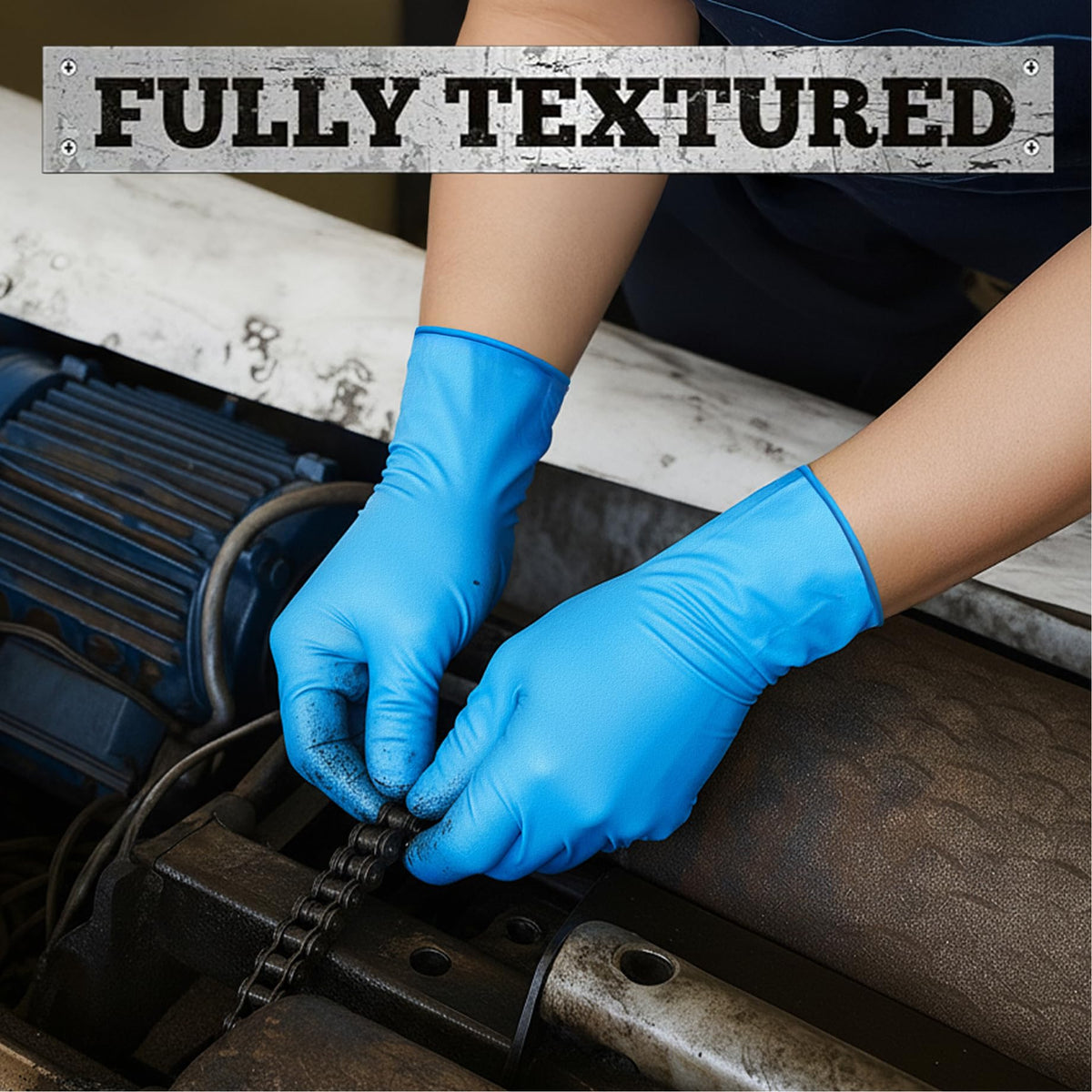 Heavy Duty Blue Disposable Nitrile Gloves (100 Count)