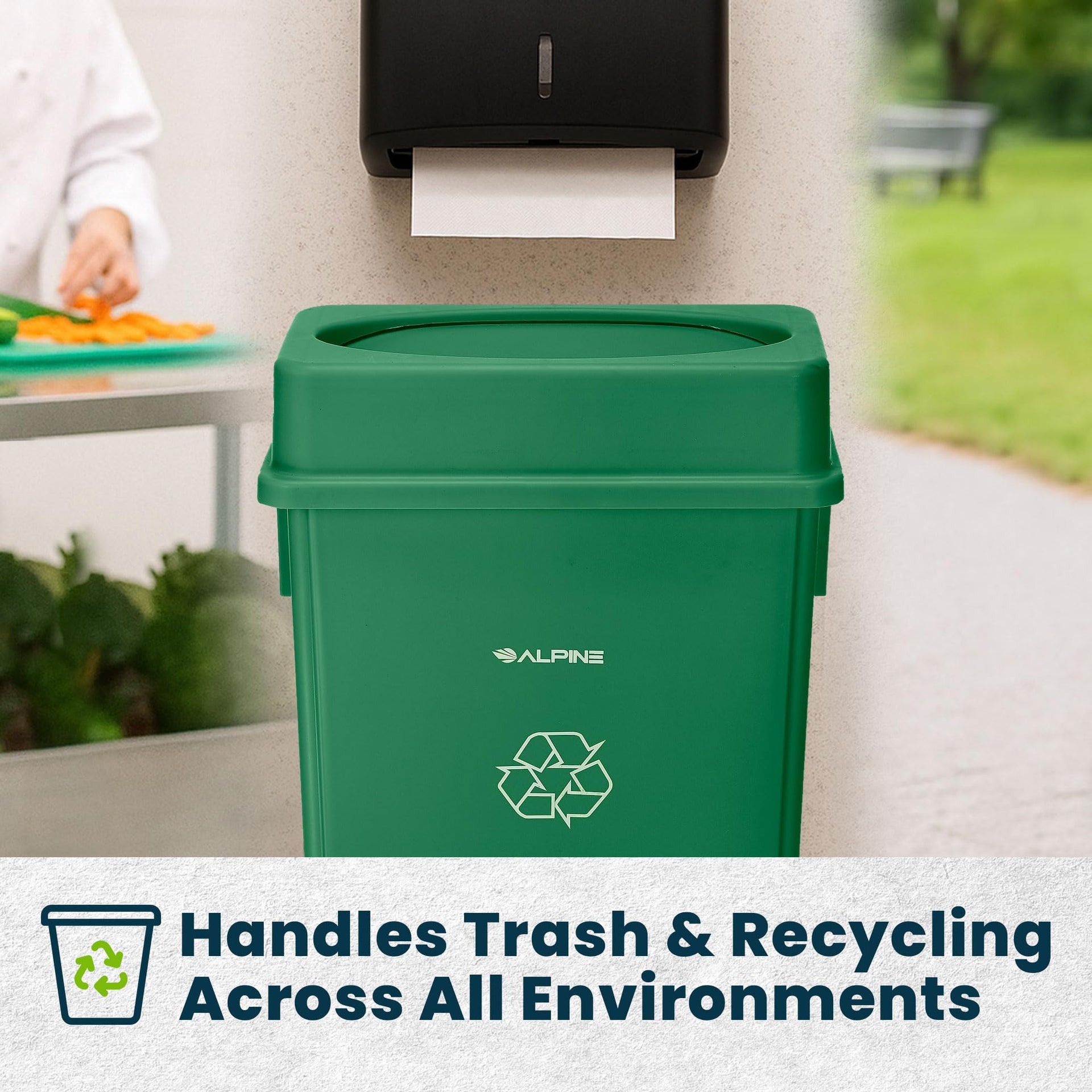 Slim Trash Can Lid for 16 to 23 Gallon Green Indoor Recycle Bin